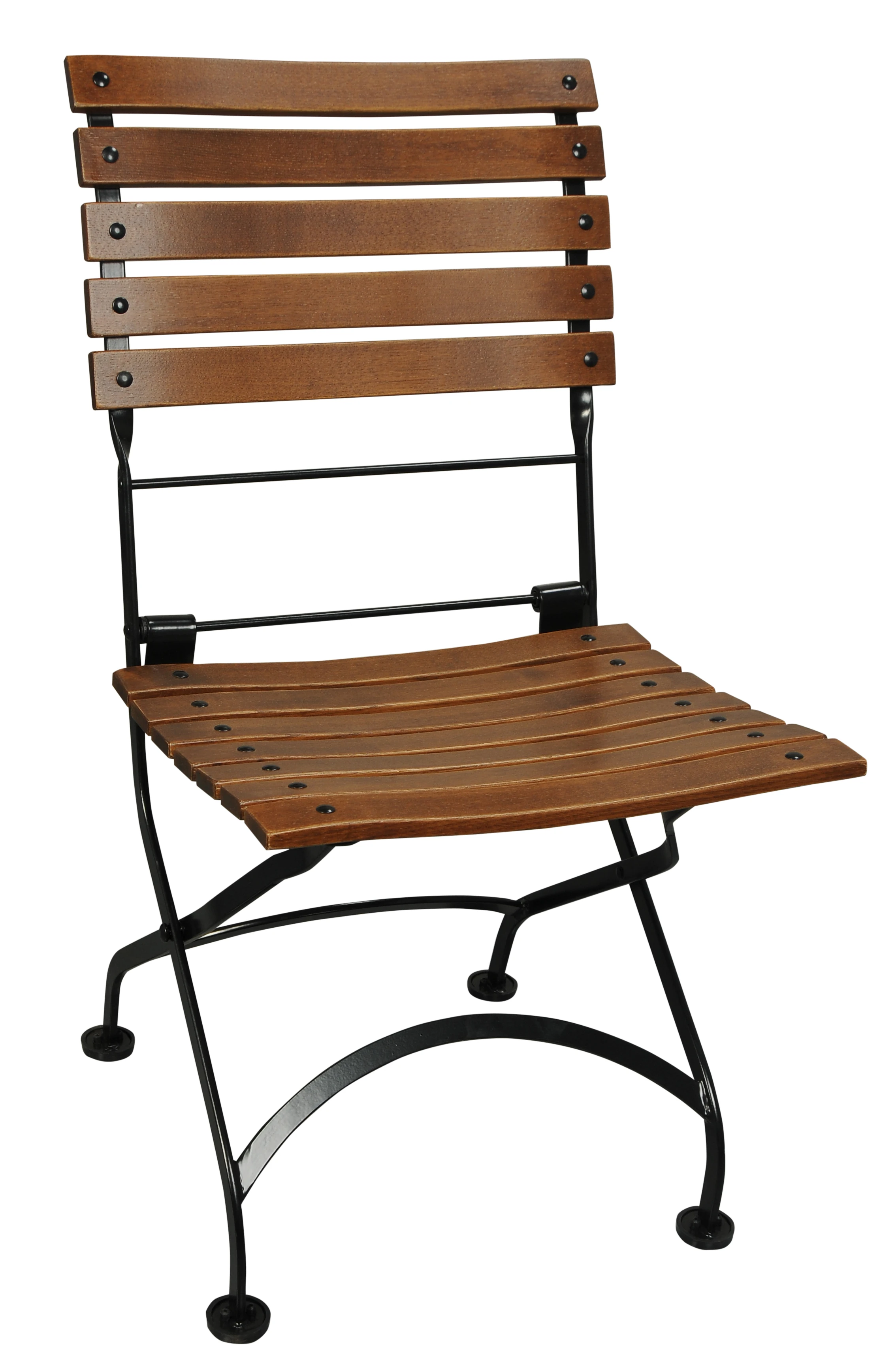 5509-E Katlanır sandalye masif doğal ahşap eğimli çıtalı ceviz renk.