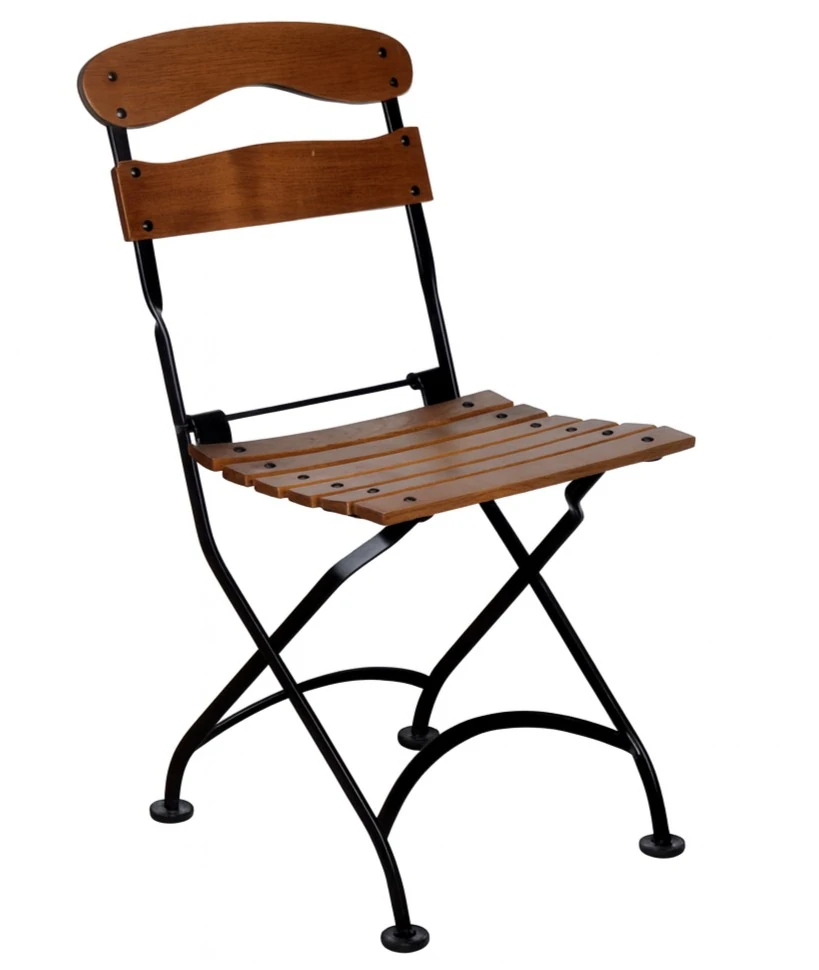 5625 Katlanır sandalye sırt kavisli ahşap çıta ceviz renk