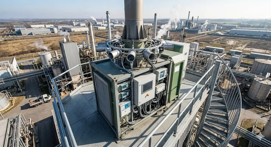 Karbon emisyonu ölçüm cihazının yüksek açıdan görünümü