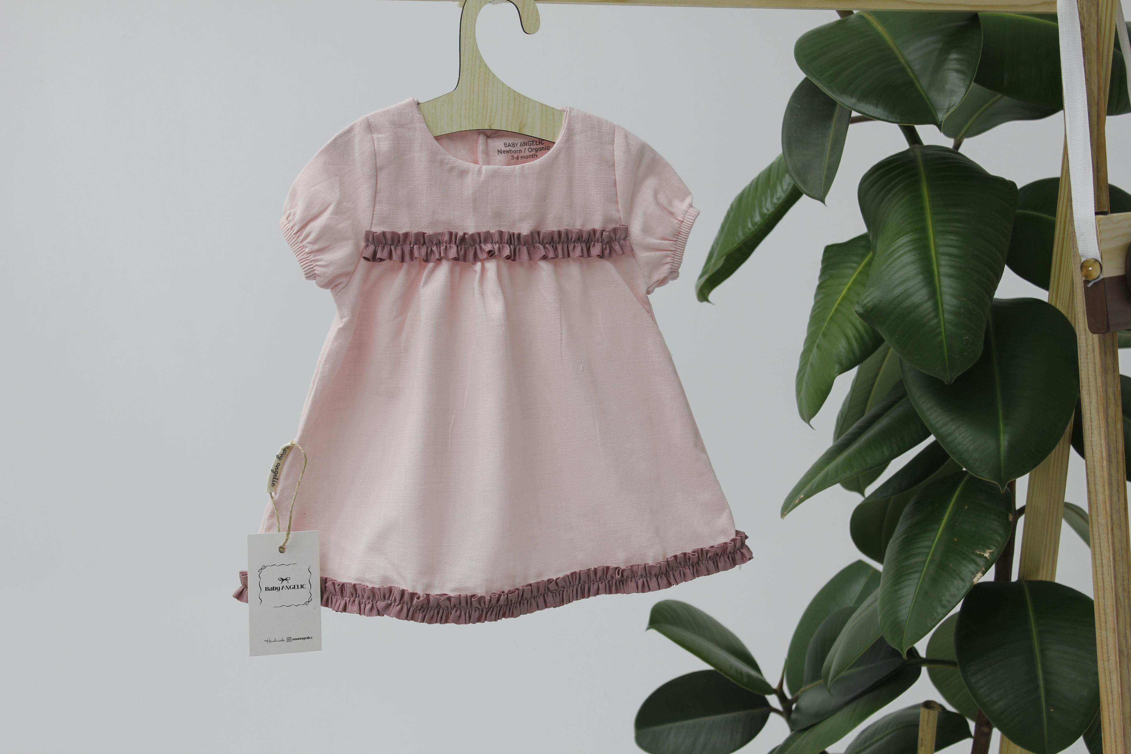 Baby Angelic Düz Pamuk Elbise – 2 Farklı Pembe Tonu - Seçenek 2