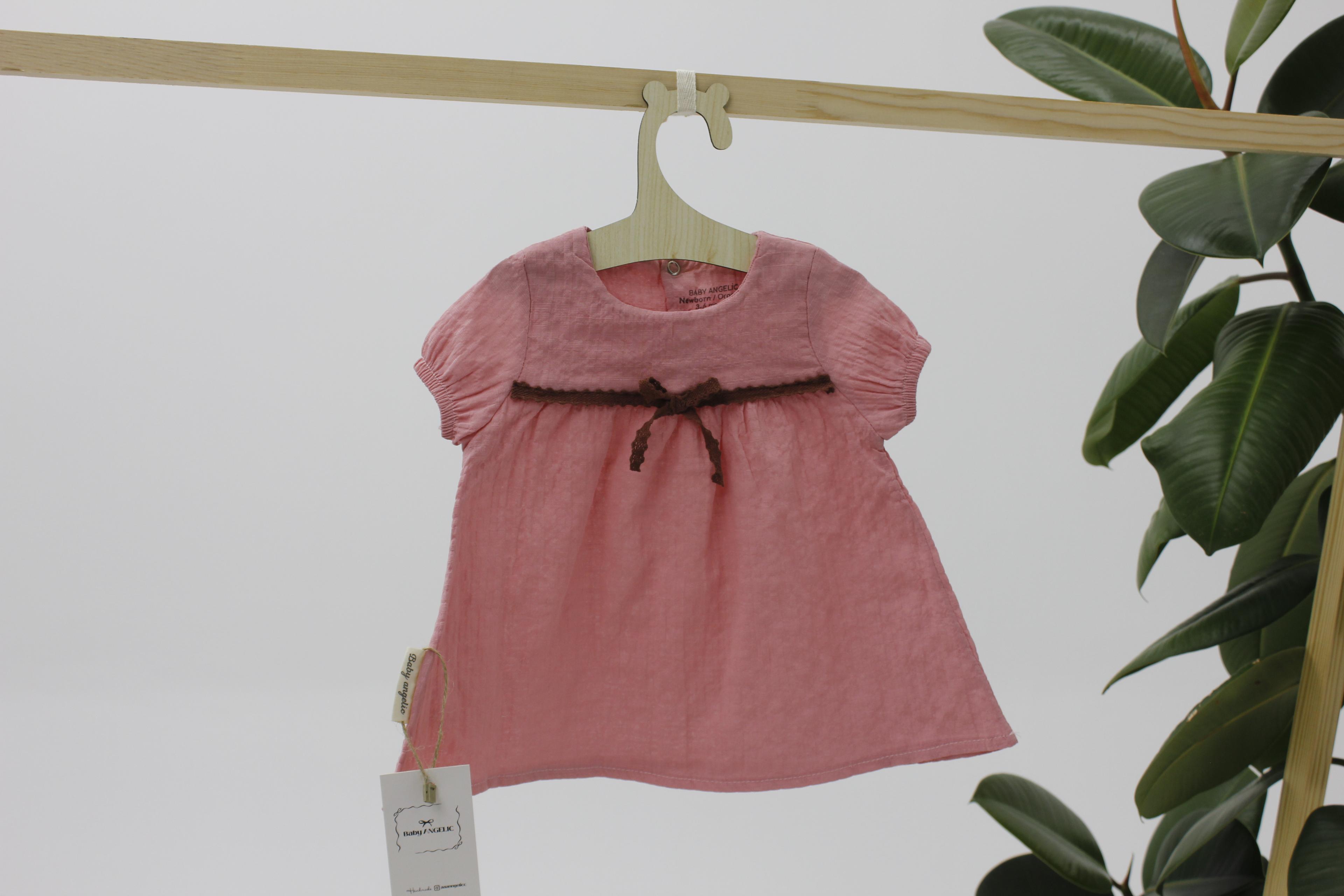 Baby Angelic Düz Pamuk Elbise – 2 Farklı Pembe Tonu - Seçenek 1