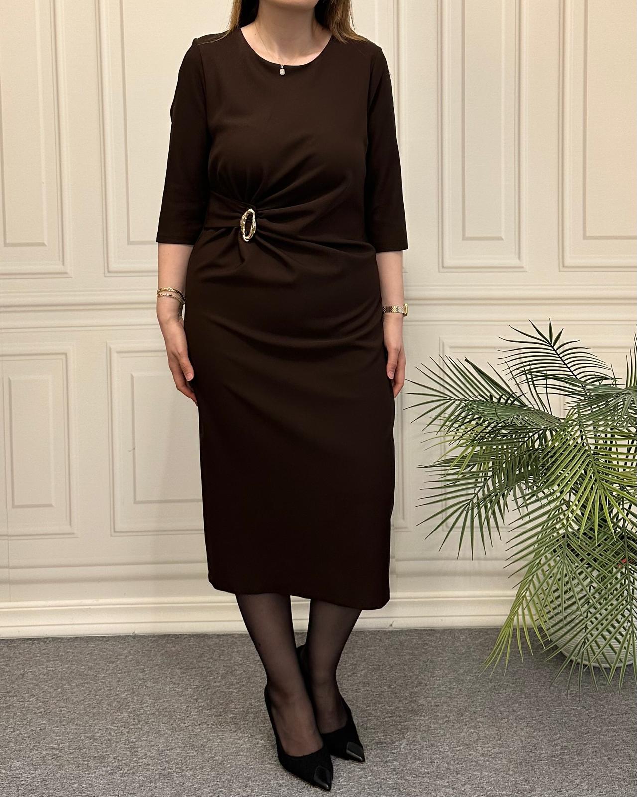 ( Ön Sipariş Ürünüdür) Marley  Elbise Kahve 