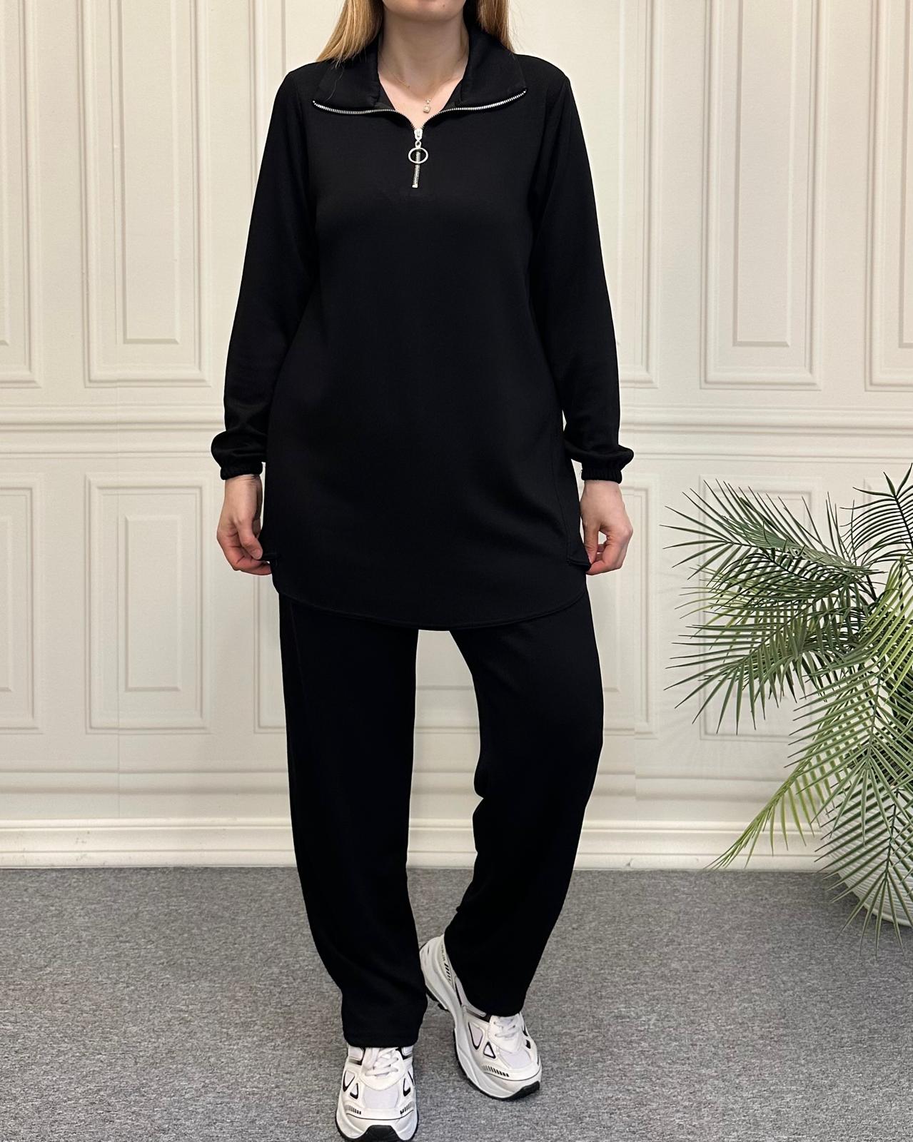 Fermuarlı Model İkili Takım  Siyah