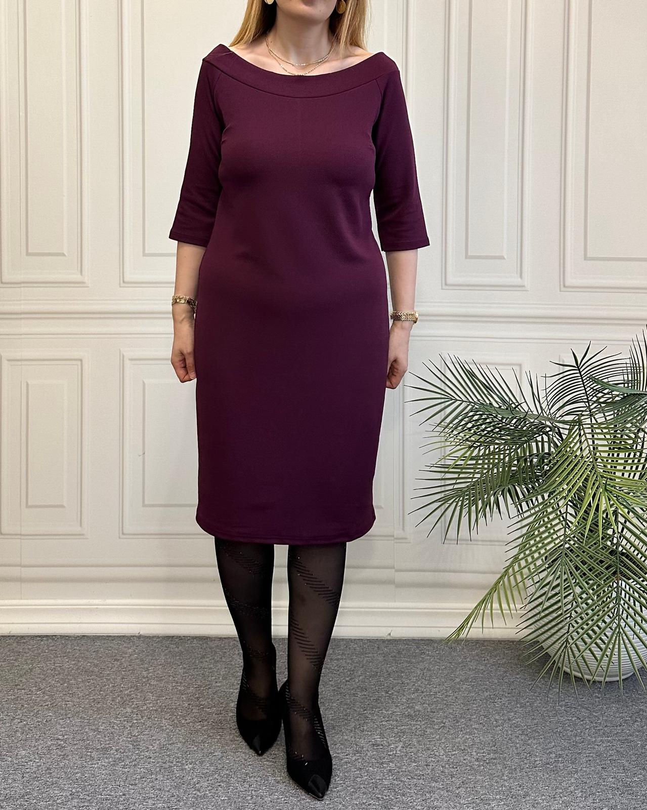 Carmen Yaka Elbise Mürdüm