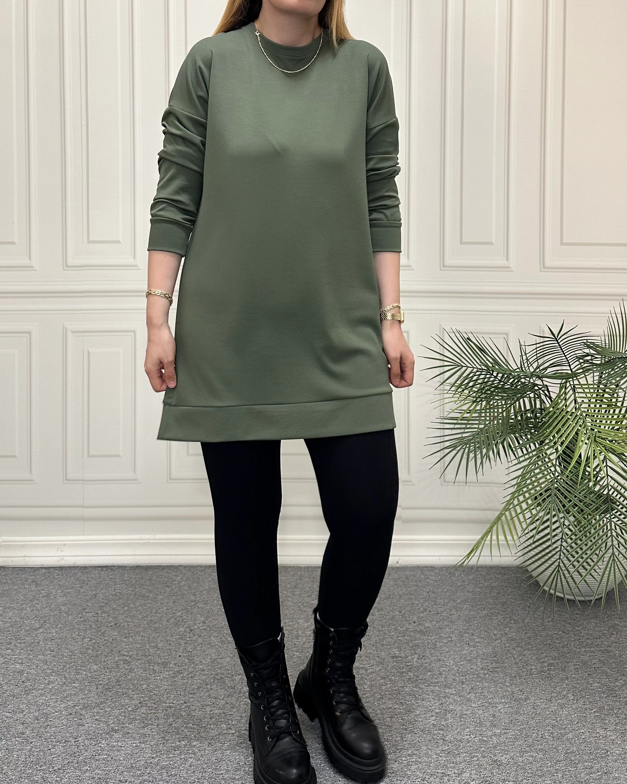 Modal Kumaş Tunik Sweat Yeşil