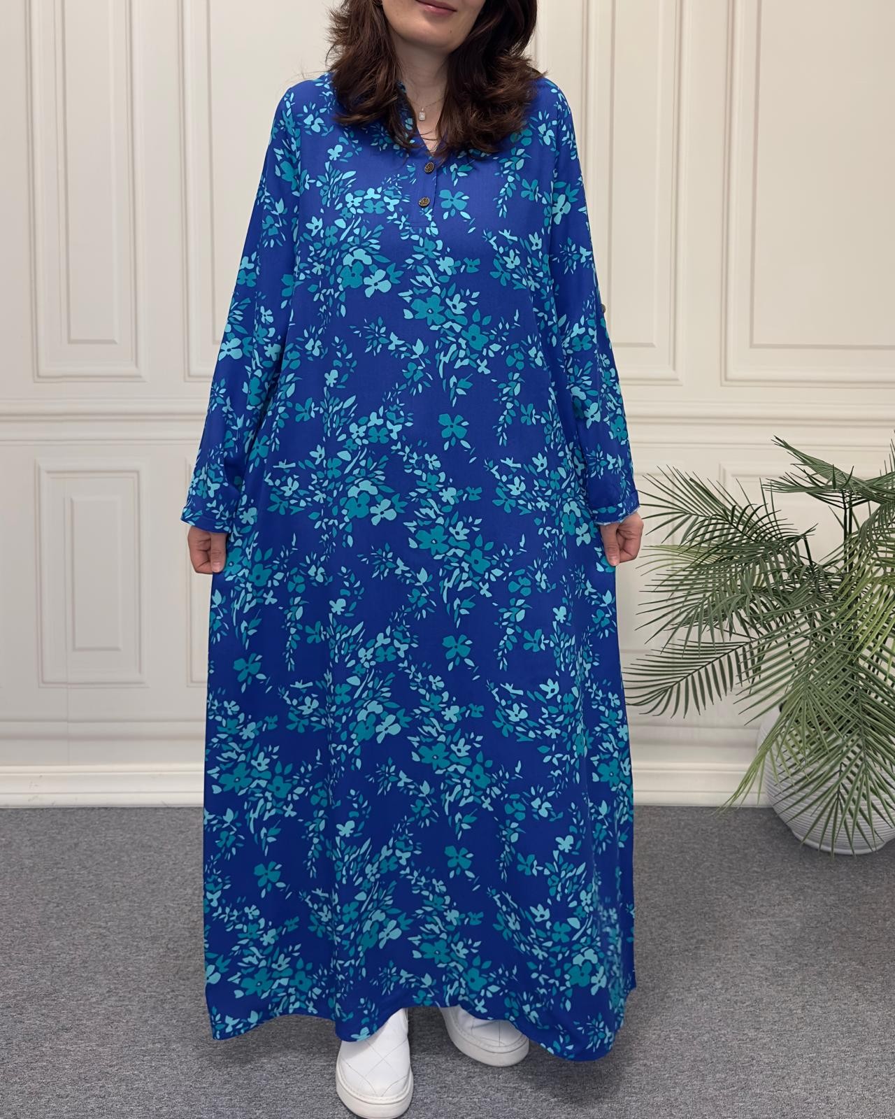 Yonca Model Uzun Elbise Turkuaz