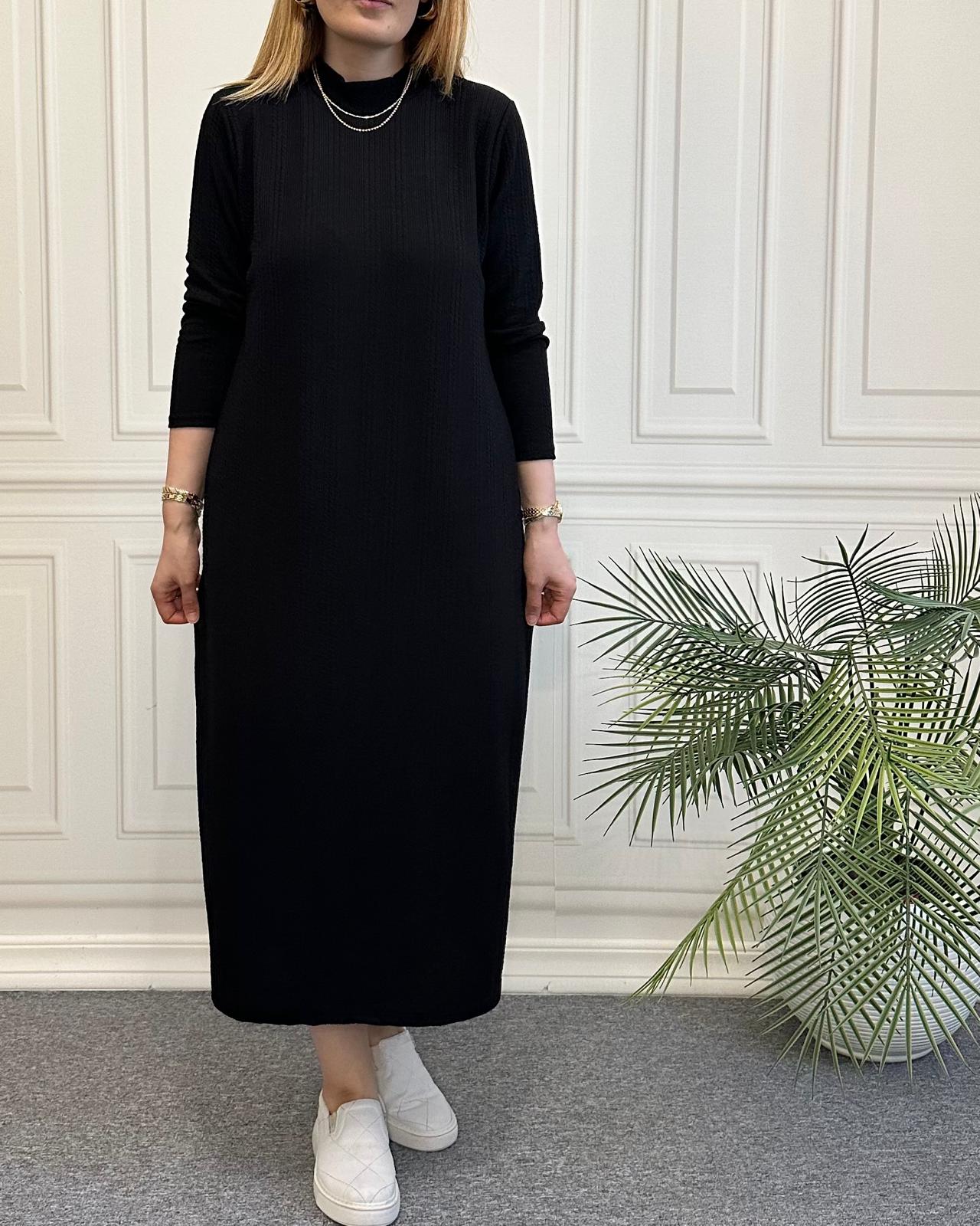  Balıkçı Yaka Elbise Siyah