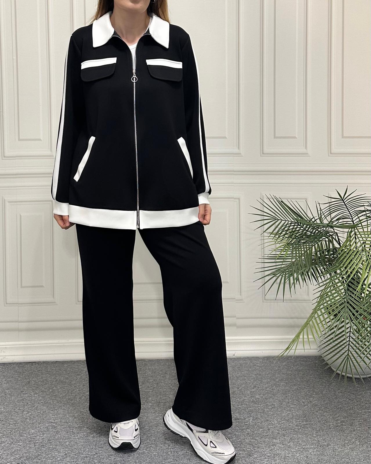 Yakalı 3345 Model İkili Takım Siyah