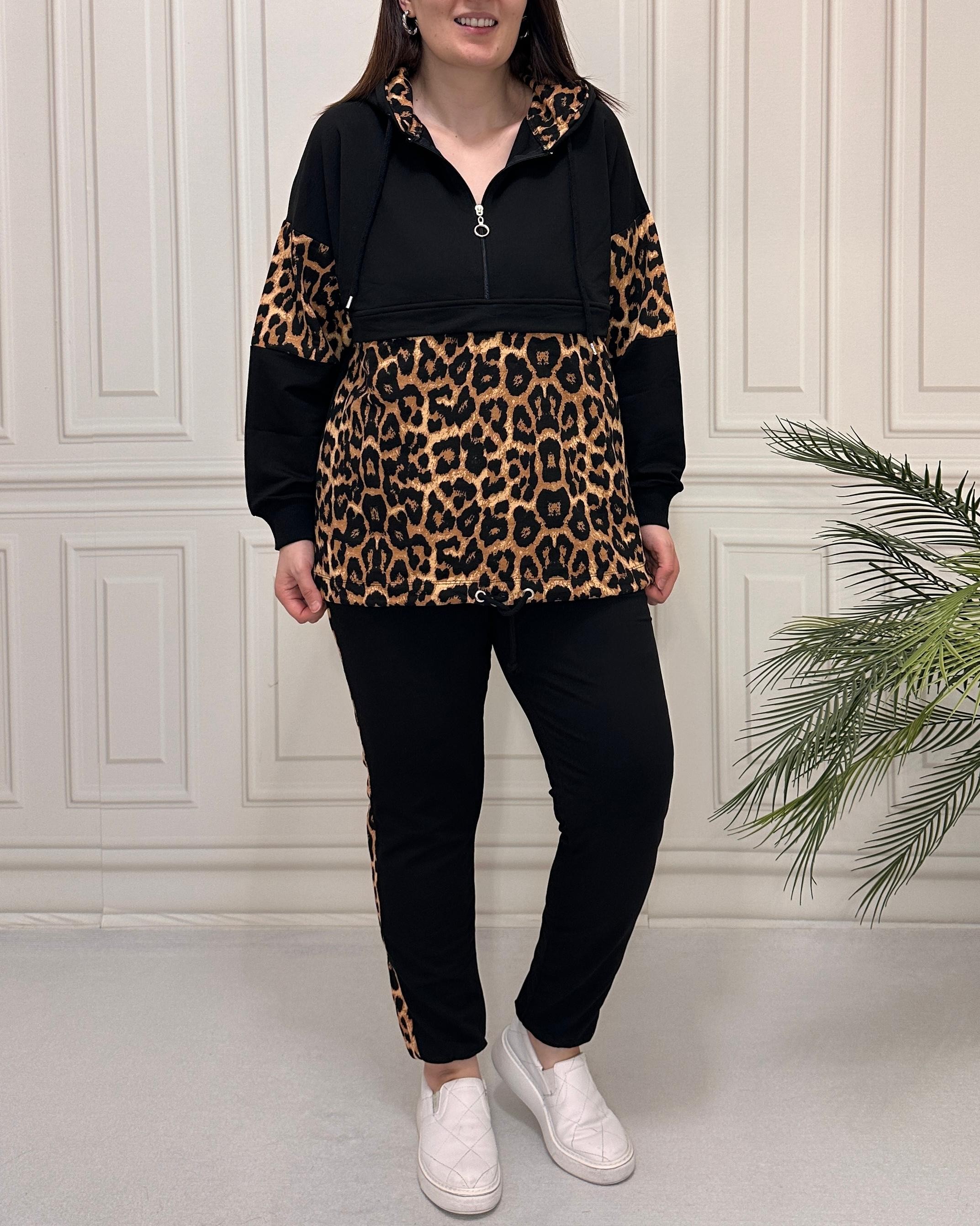 Leopar Desenli İkili Eşofman Takım