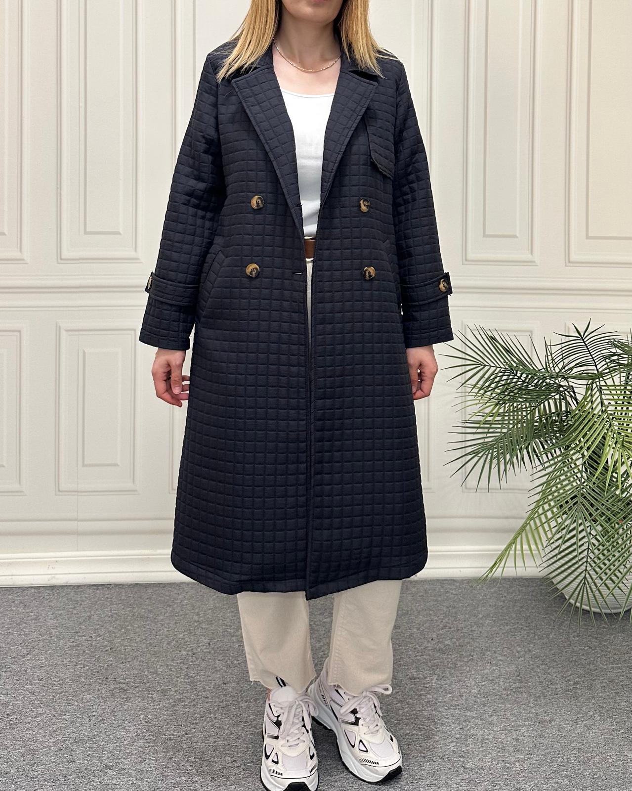 Kapitone Trenç Siyah