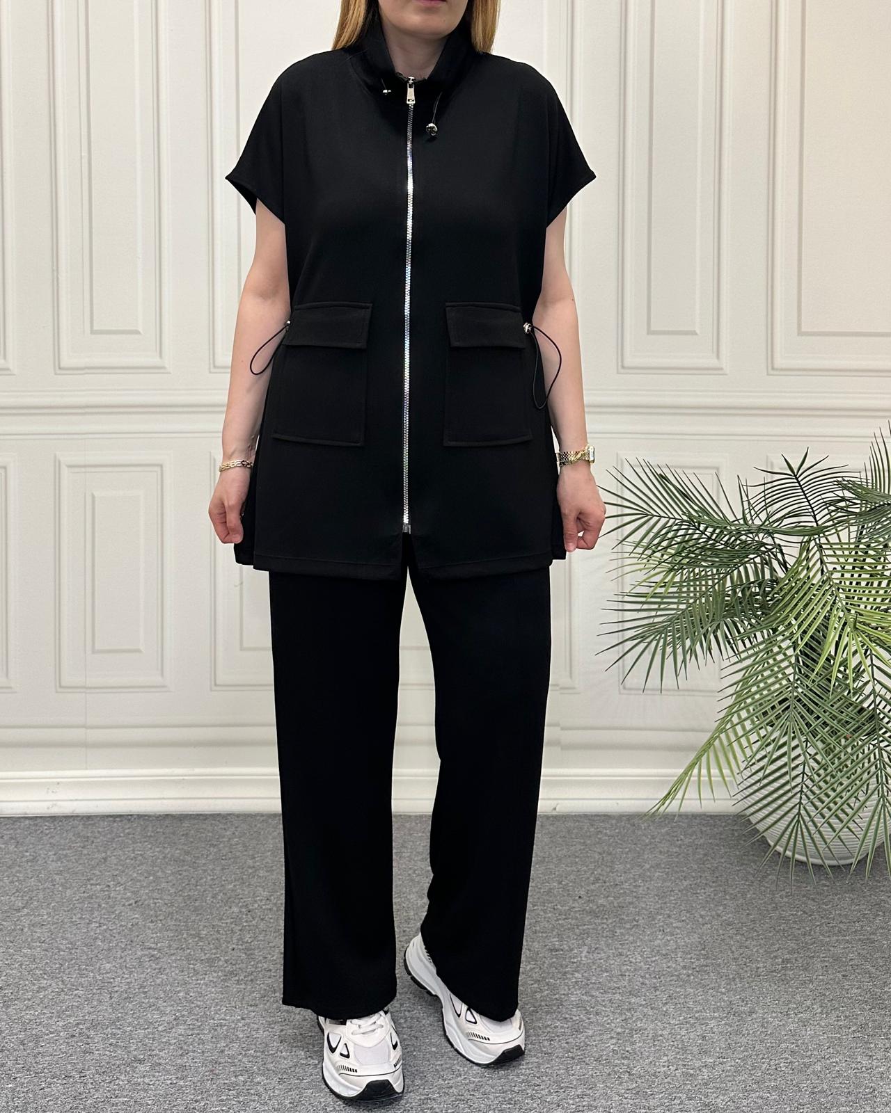 Oysh Yelek İkili Takım Siyah