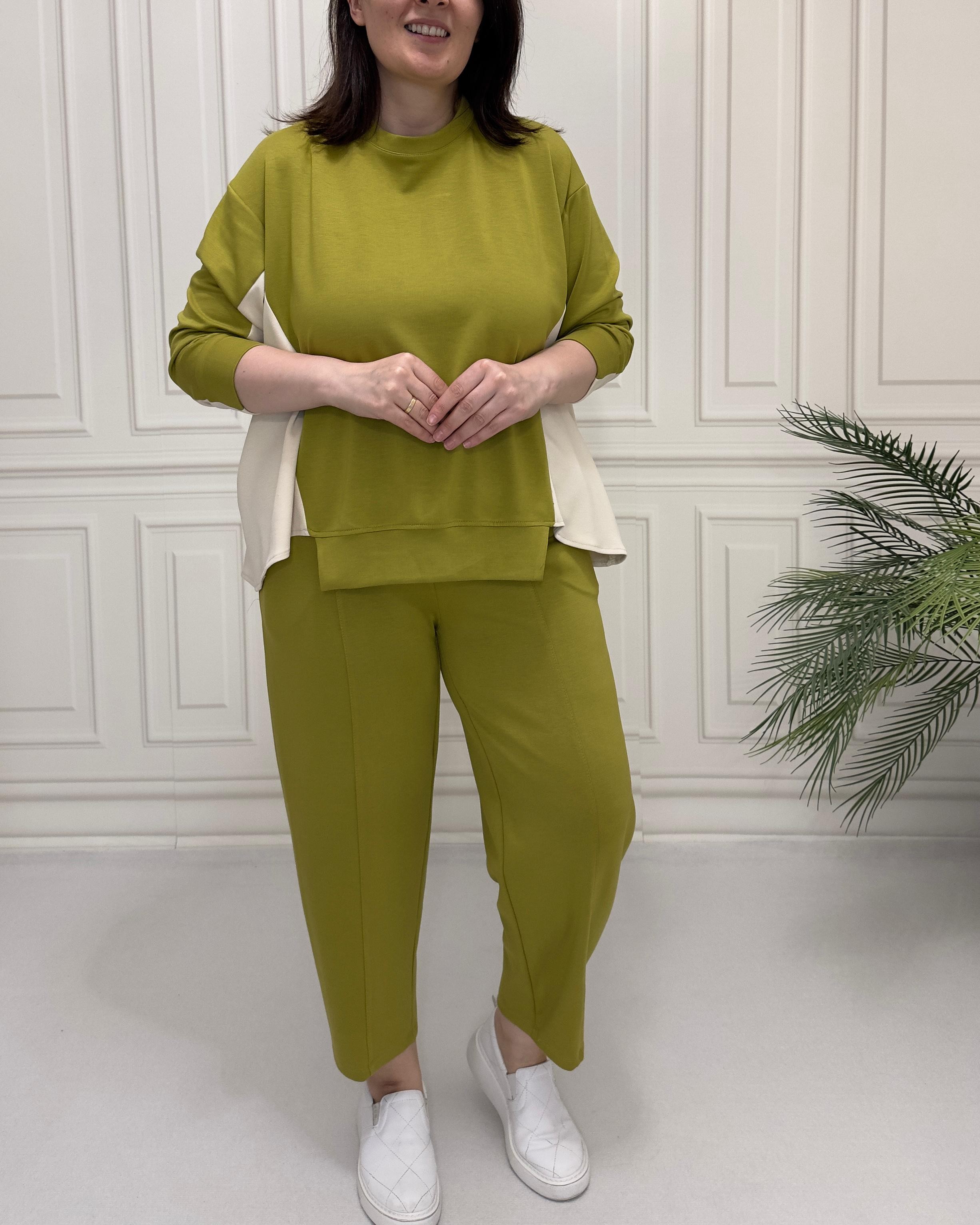 Modal Kumaş İkili Takım Yağ Yeşili