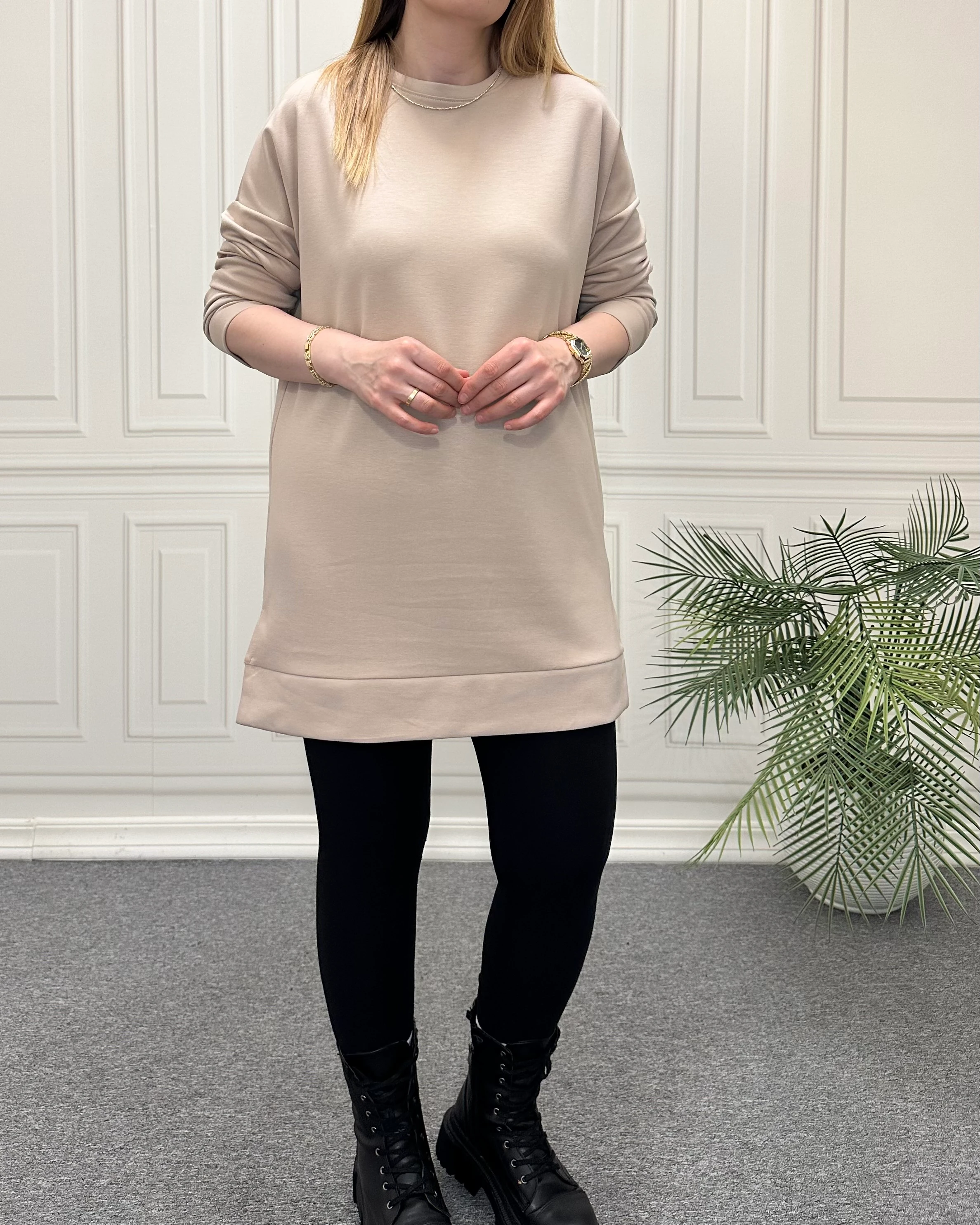 Modal Kumaş Tunik Sweat Taş