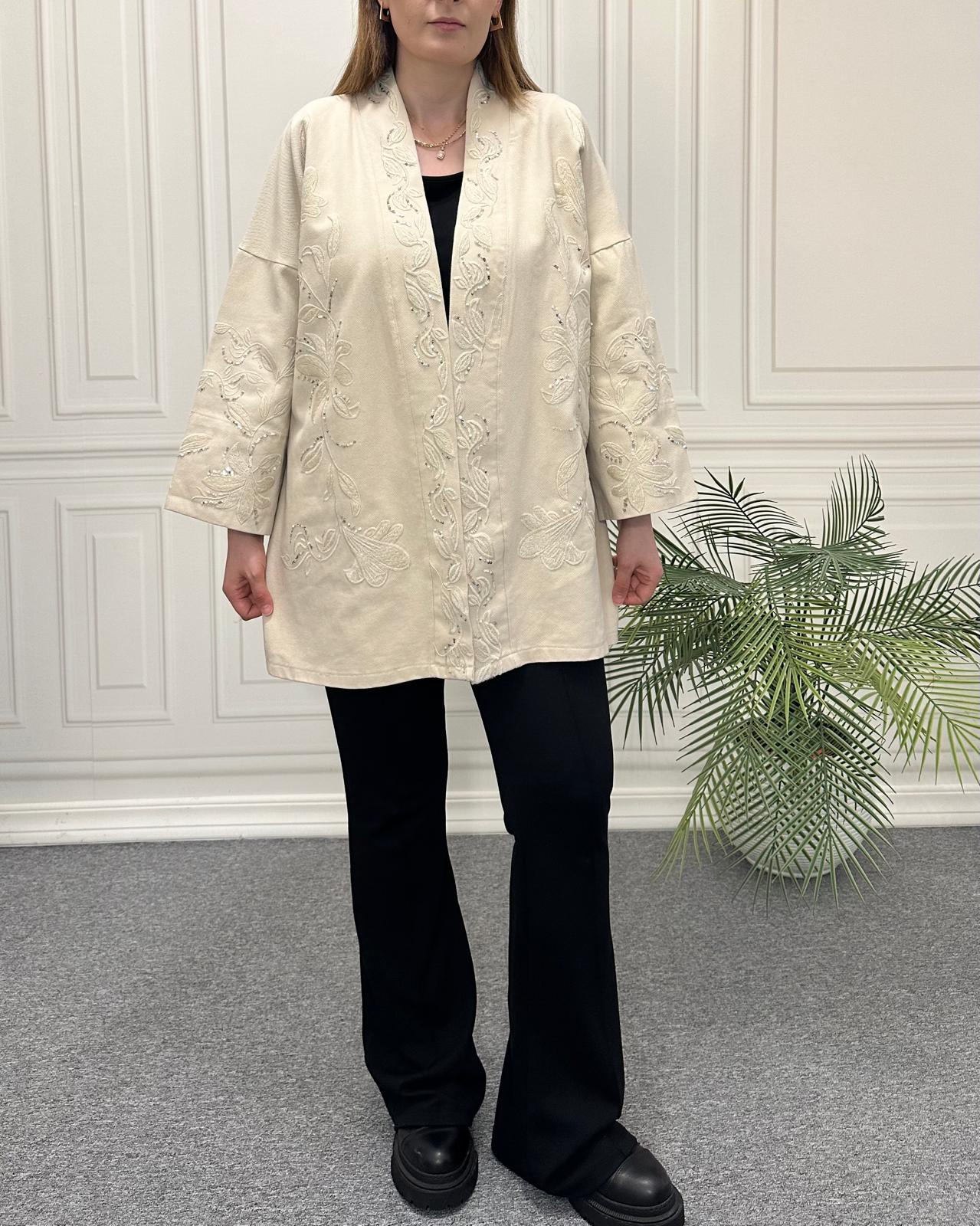 Nakış Ve Pullu Kimono Taş