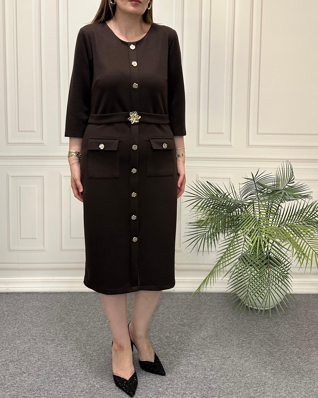 Eleni Model Elbise Kahve