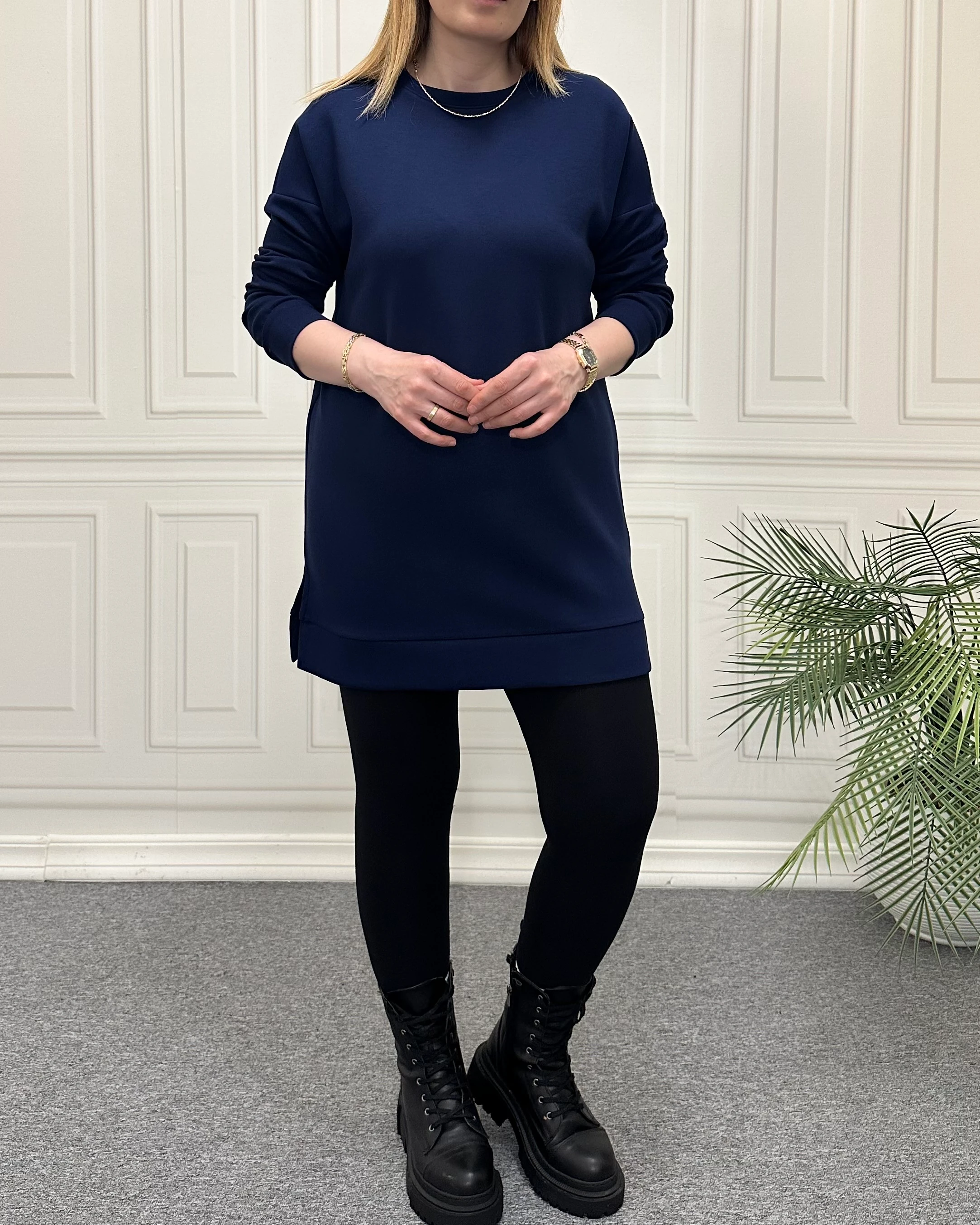 Modal Kumaş Tunik Sweat Lacivert