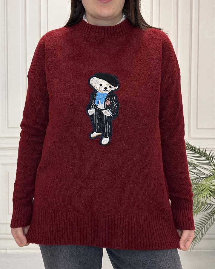 Nakışlı Kazak Bordo