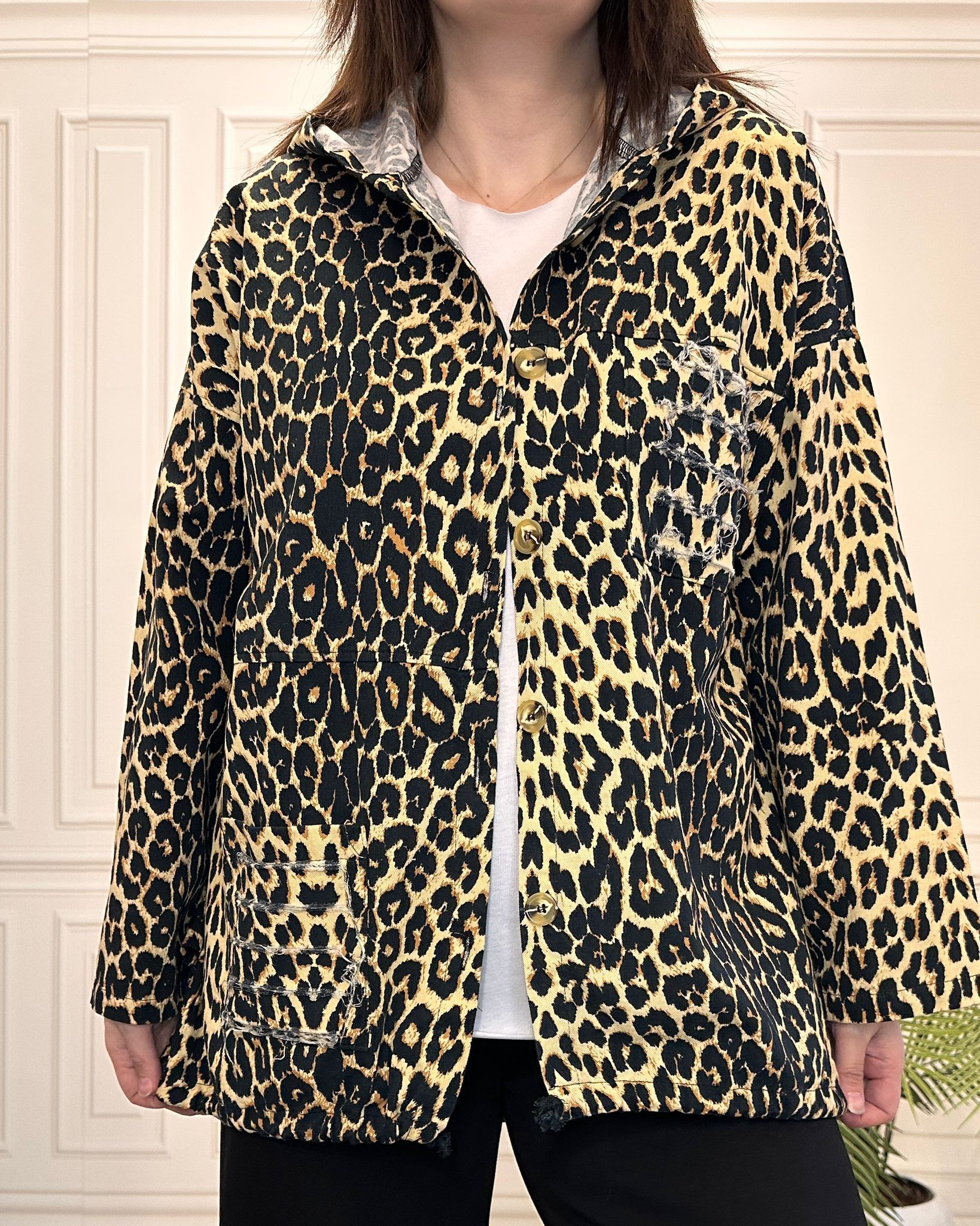 İthal Gabardin Trenç Leopar