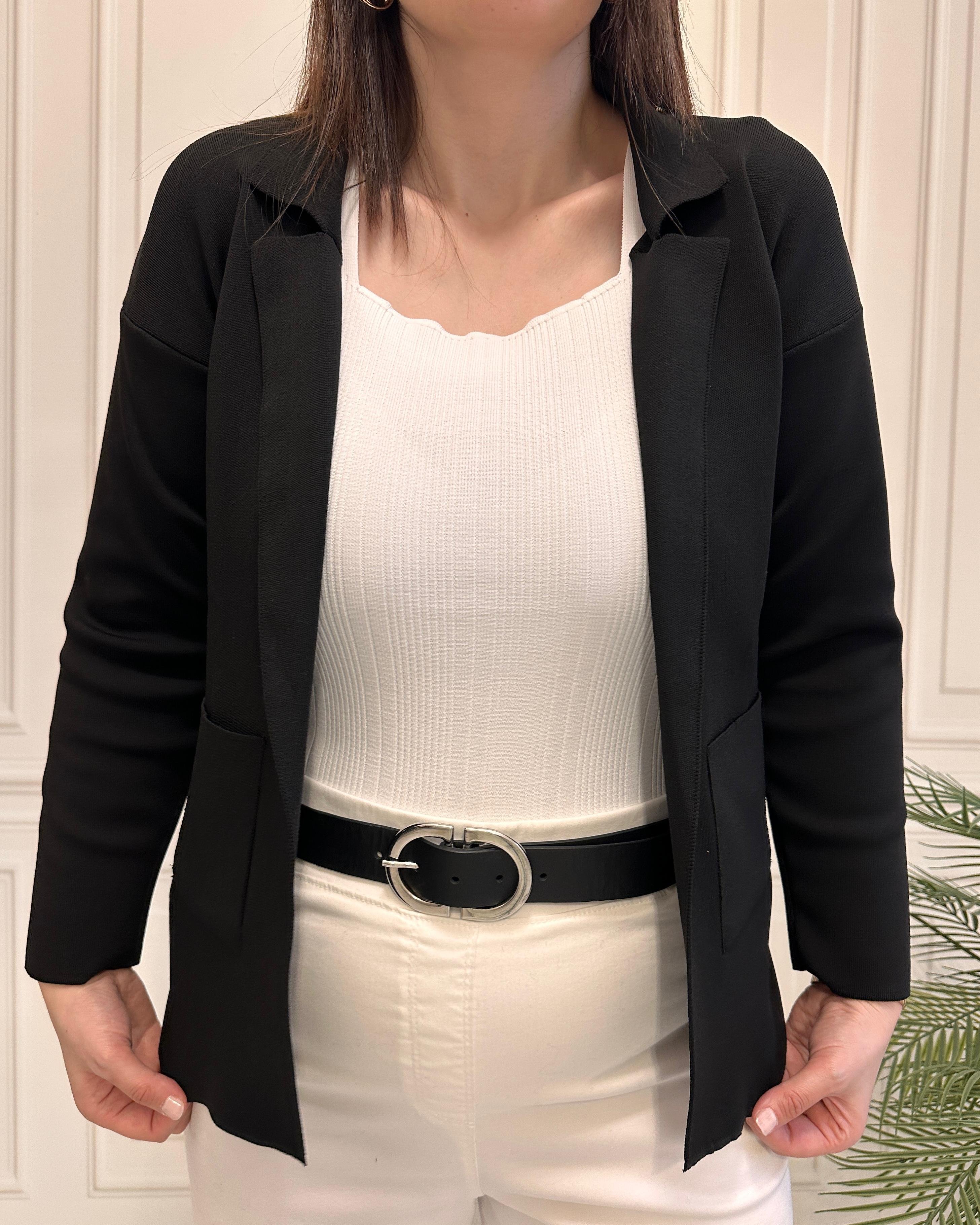 Triko Blazer Ceket Siyah