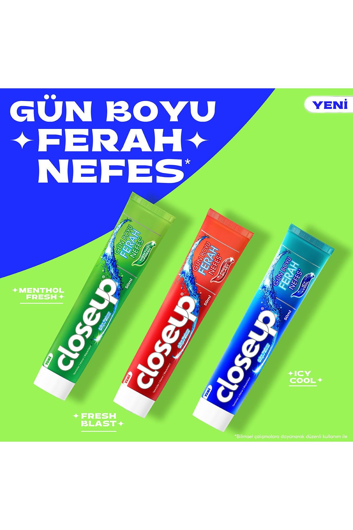 Diş Macunu Menthol Fresh Ağız Bakım Suyu Etkili 50 ml X4 Adet