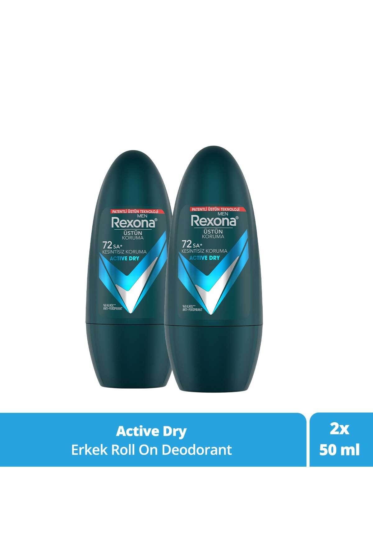 Üstün Koruma Erkek Roll On Deodorant Active Dry 72 Saat Kesintisiz Koruma 50 ml X2