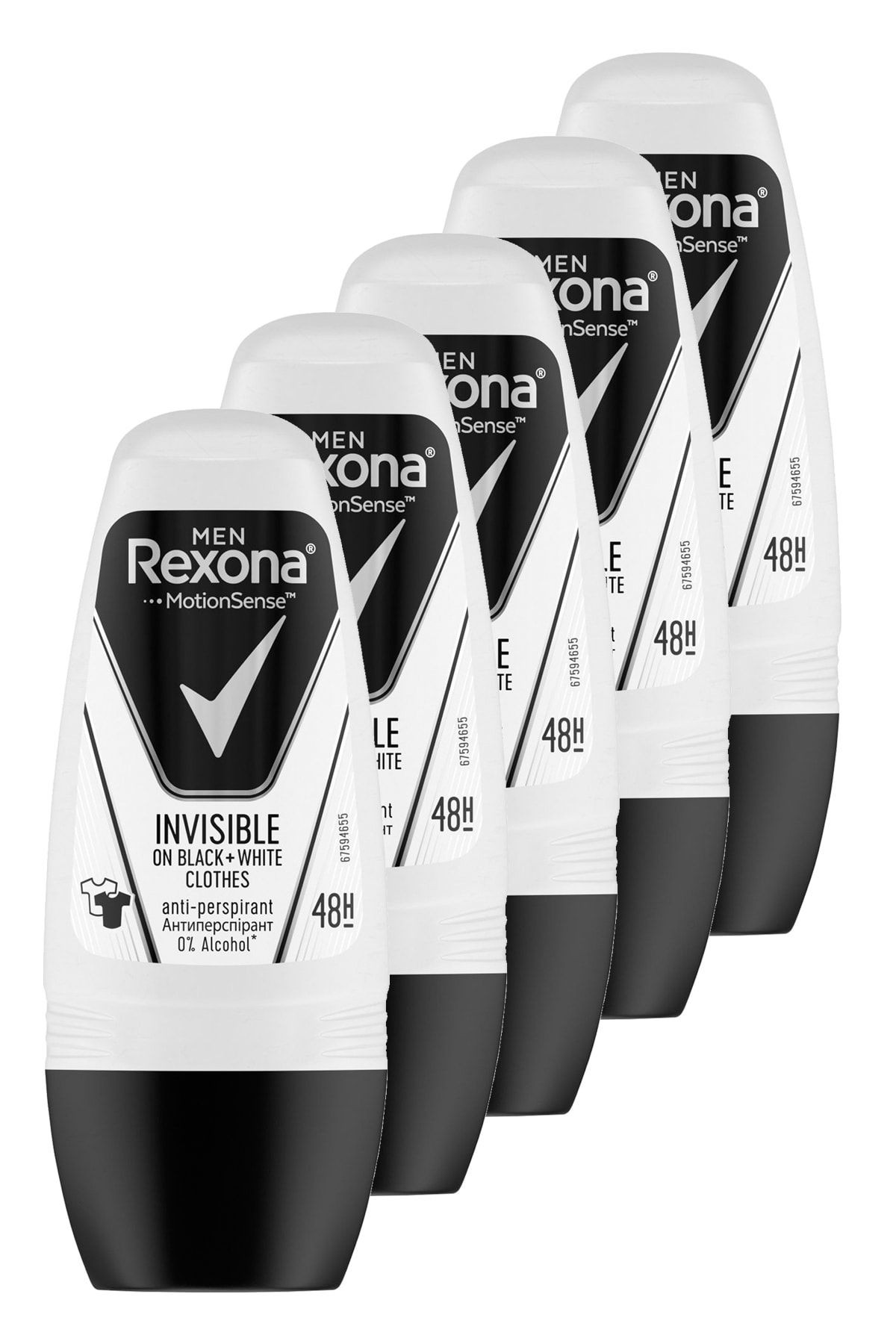 Men Invisible Black White Erkek Roll-on 50 Ml. Beşli Paket