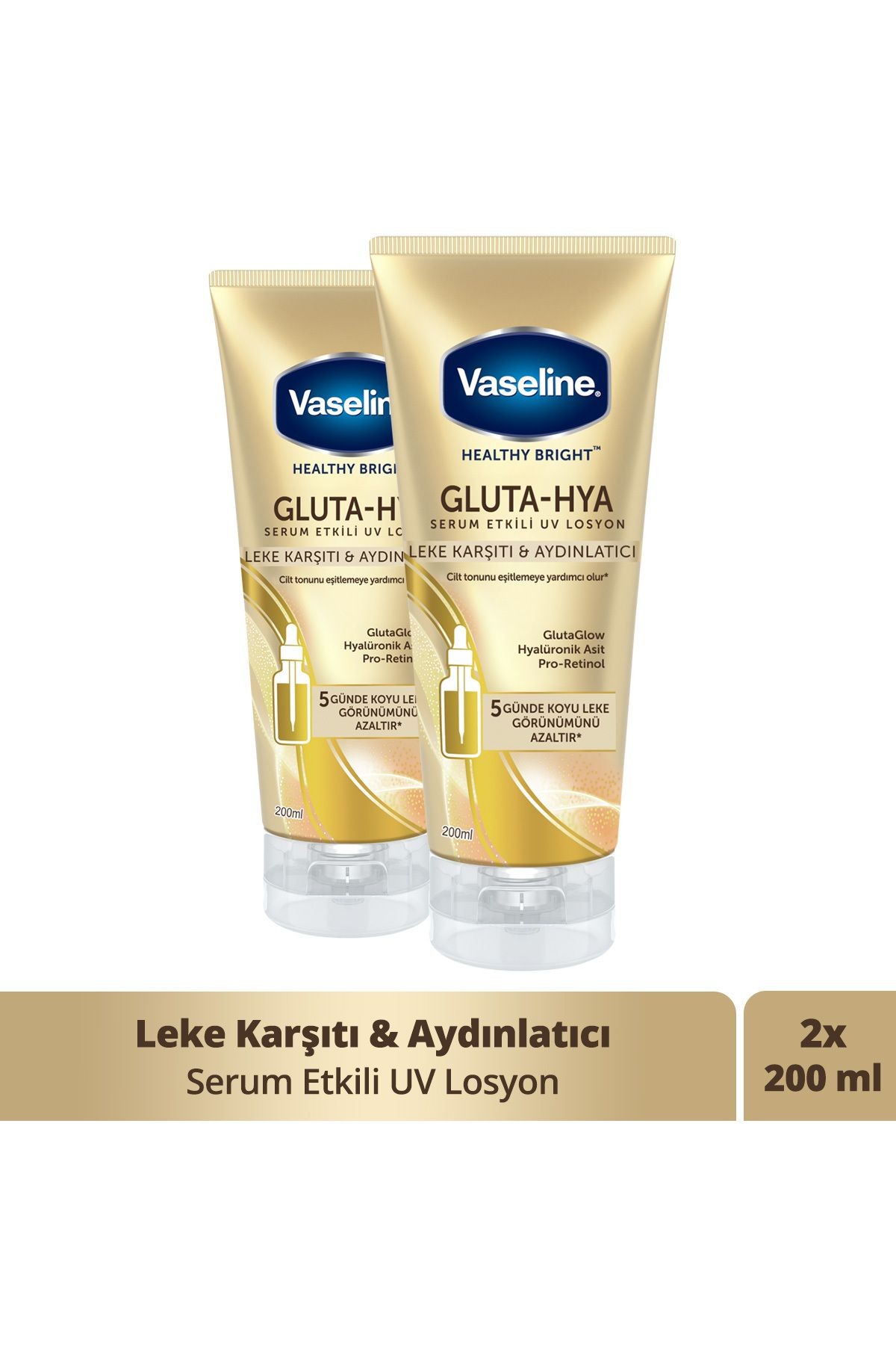 Gluta Hya Serum Etkili Uv Vücut Losyonu Leke Karşıtı Ve Aydınlatıcı 200 ml X2