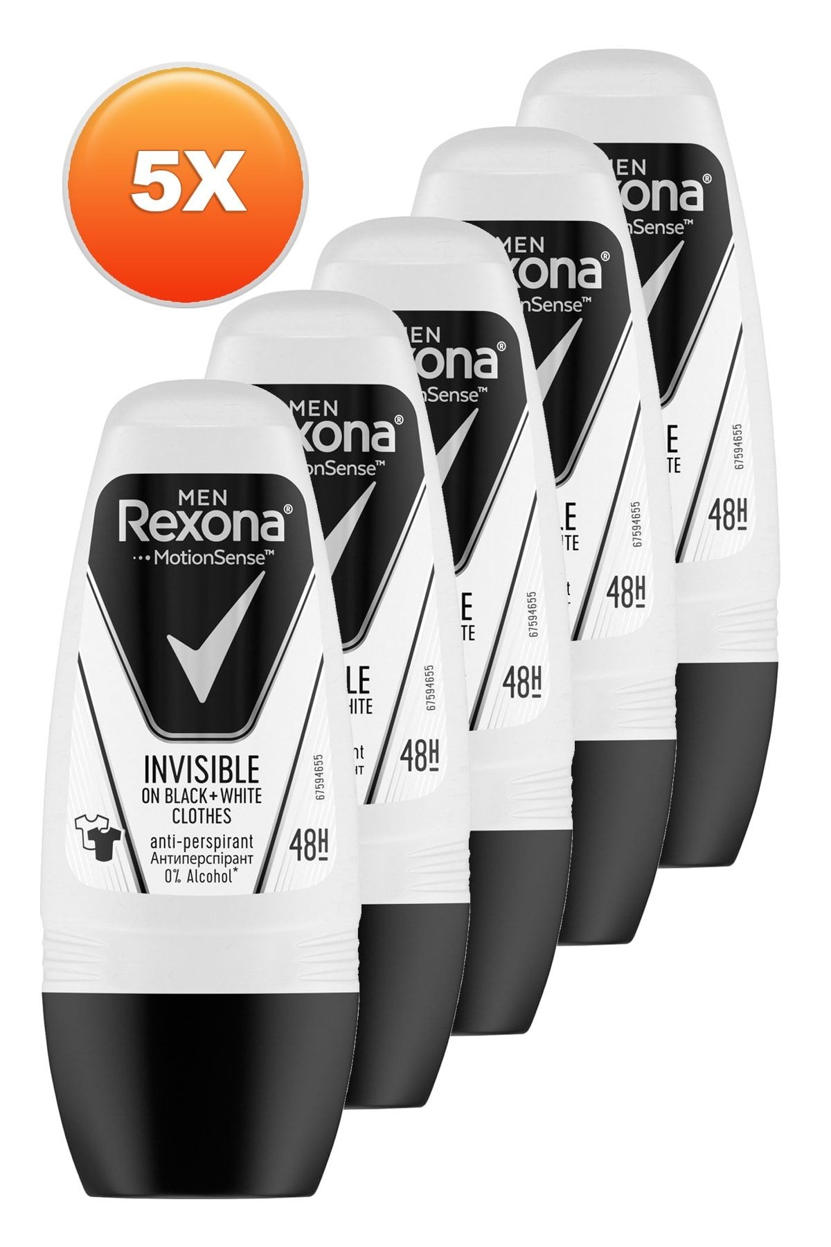 Men Invisible Black White Erkek Roll-on 50 Ml. Beşli Paket