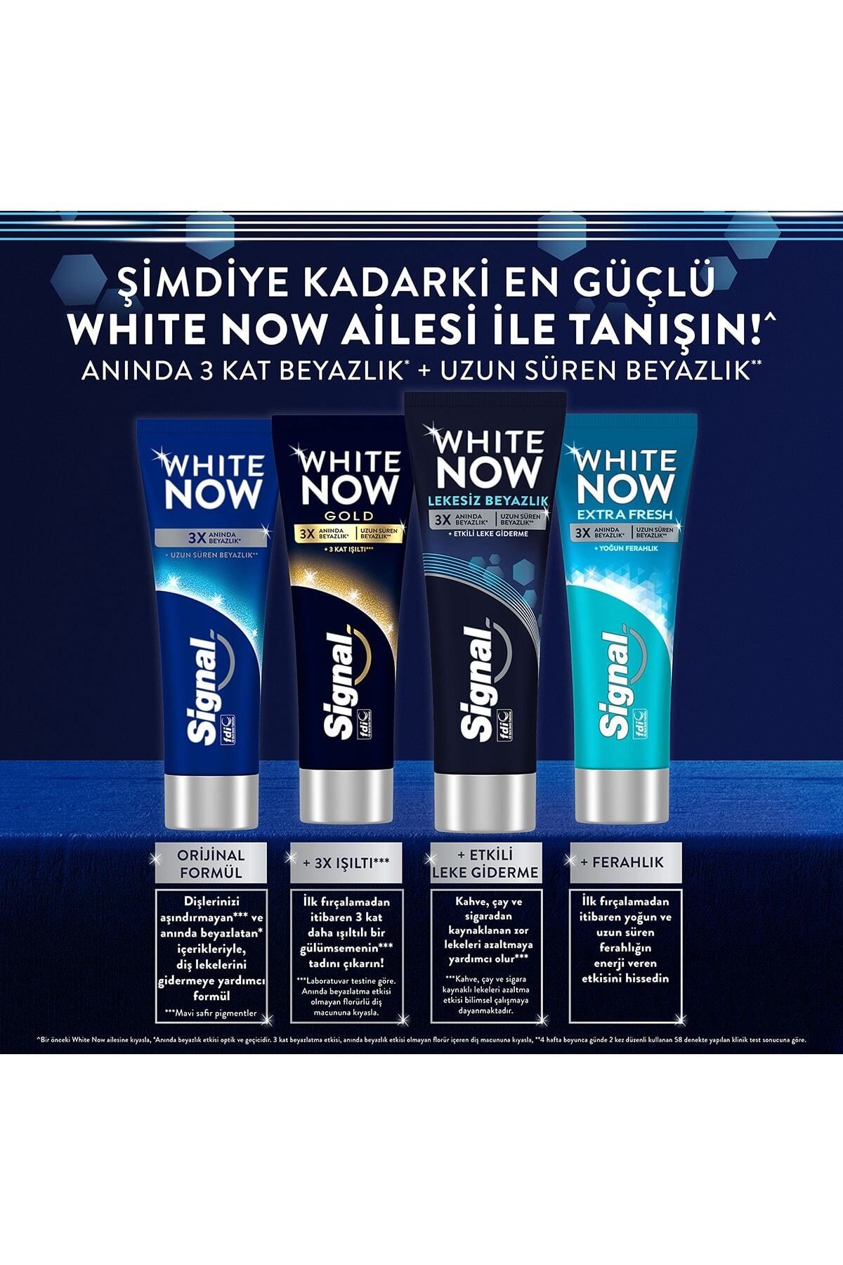 White Now Leke Karşıtı Kahve Ve Sigara Içenler Için Diş Macunu 75ml X4 + Fırça Kabı