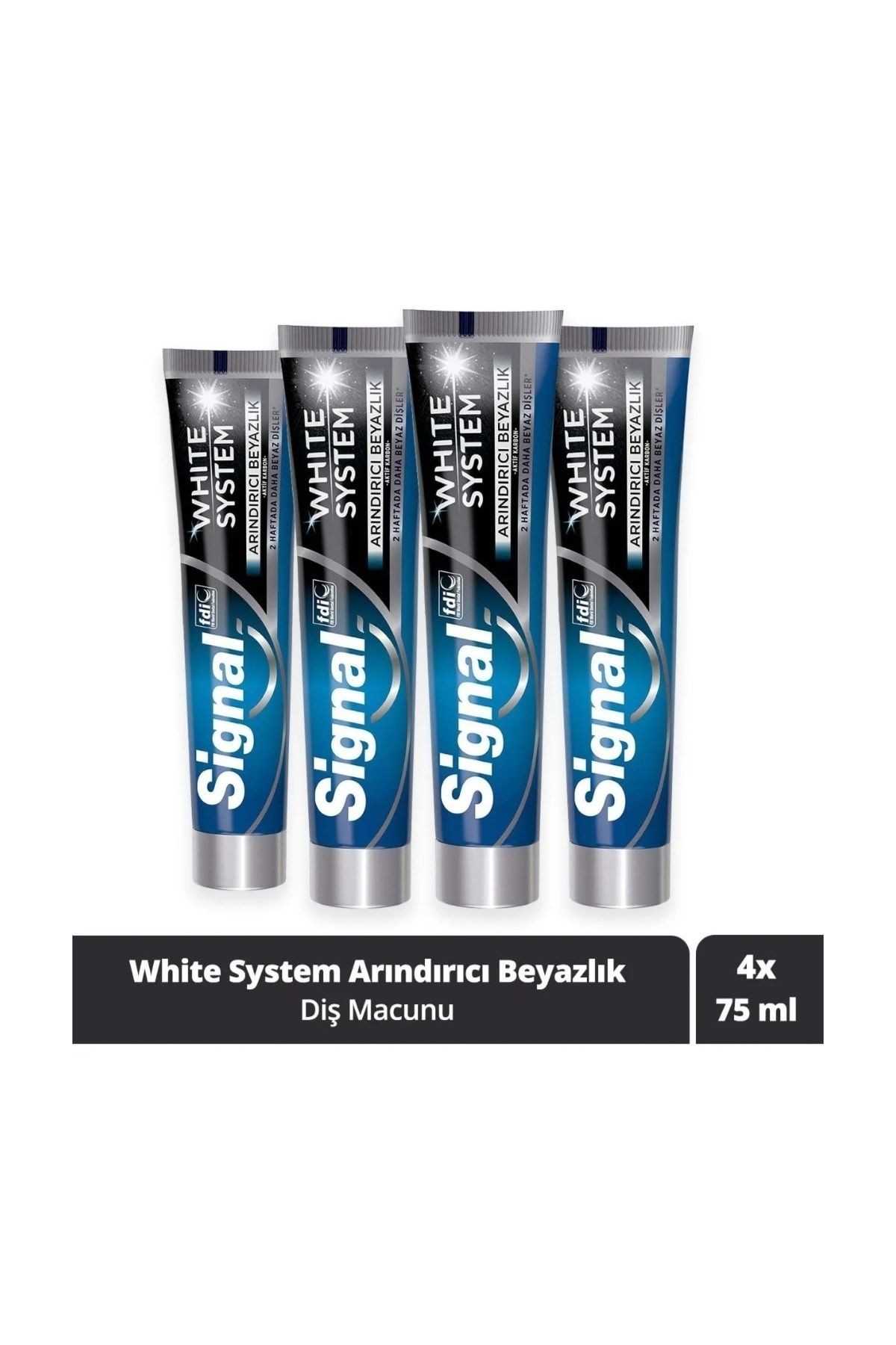 White System Diş Macunu Arındırıcı Beyazlık Aktif Karbon 75 ml x 4 Adet