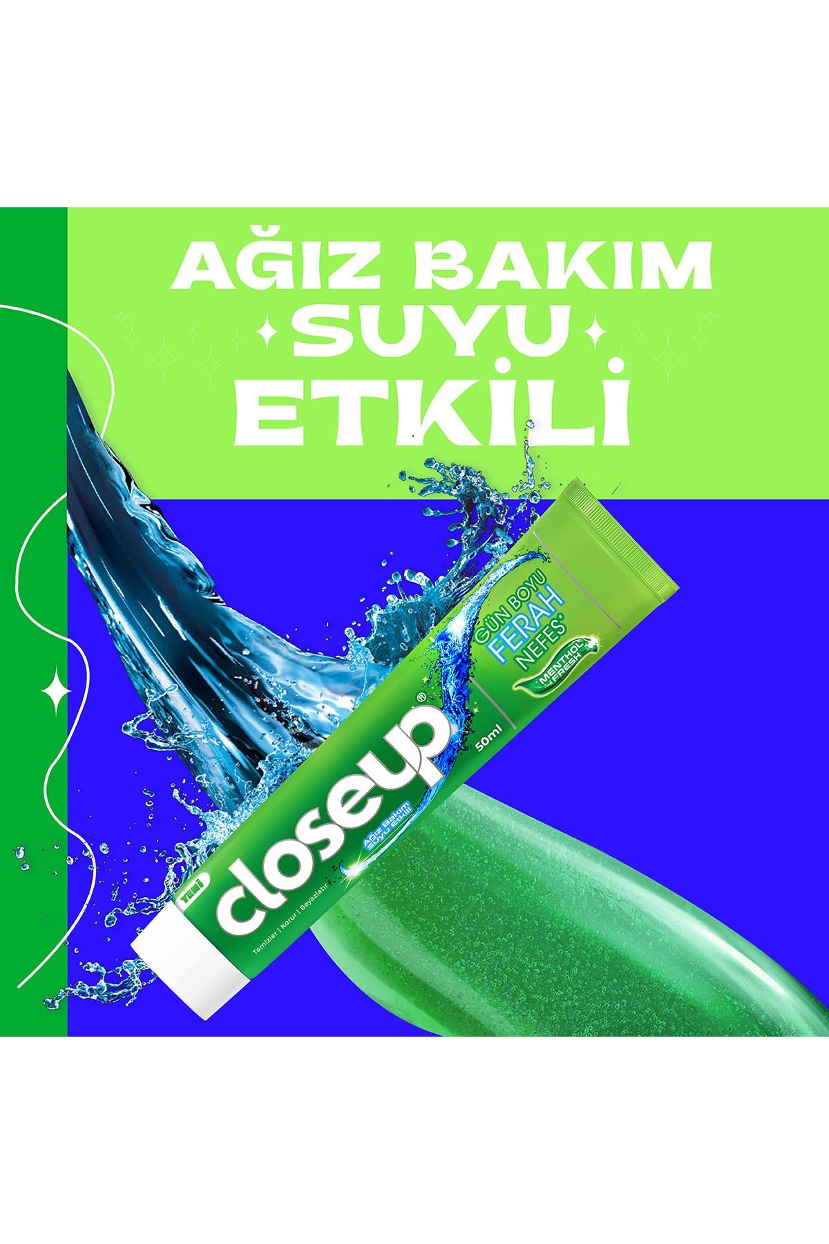 Diş Macunu Menthol Fresh Ağız Bakım Suyu Etkili 50 ml X4 Adet