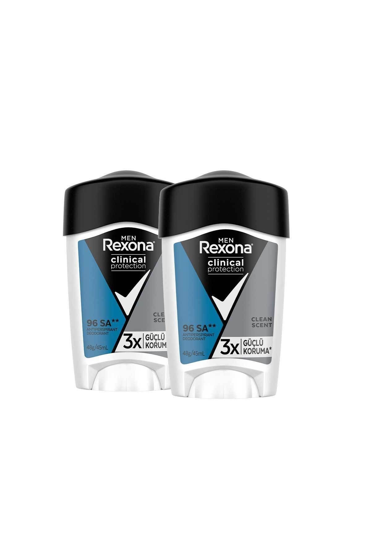 Men Clinical Protection Erkek Stick Deodorant Clean Scent 3x Güçlü Koruma 45 ml X2