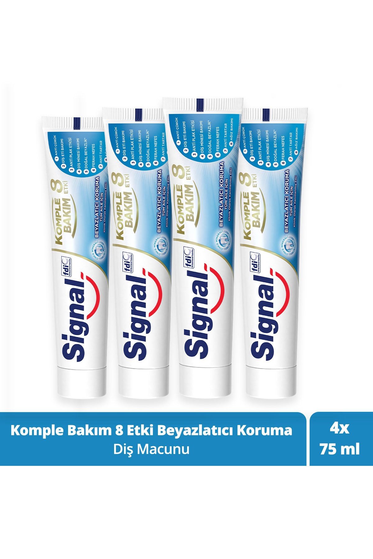 Komple Bakım 8 Etki Diş Macunu Beyazlatıcı Koruma Çürük Karşıtı Ferah Nefes Için 75 Mlx4