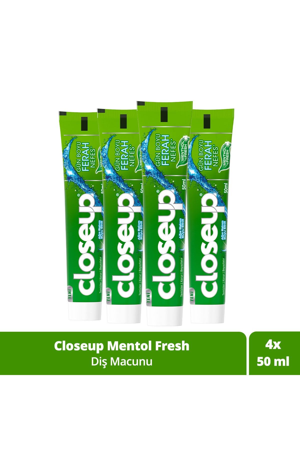 Diş Macunu Menthol Fresh Ağız Bakım Suyu Etkili 50 ml X4 Adet