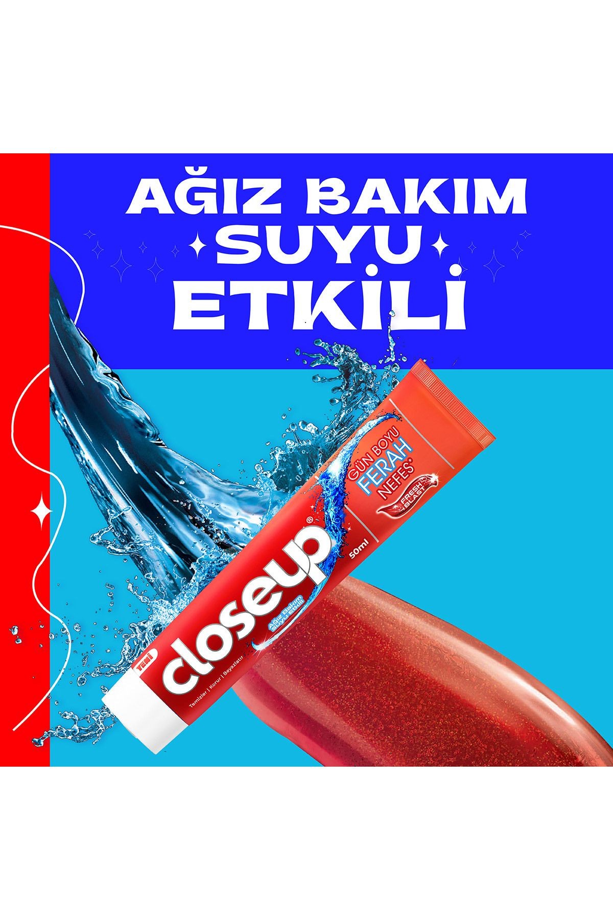 Diş Macunu Fresh Blast Ağız Bakım Suyu Etkili 50 ml X4 Adet