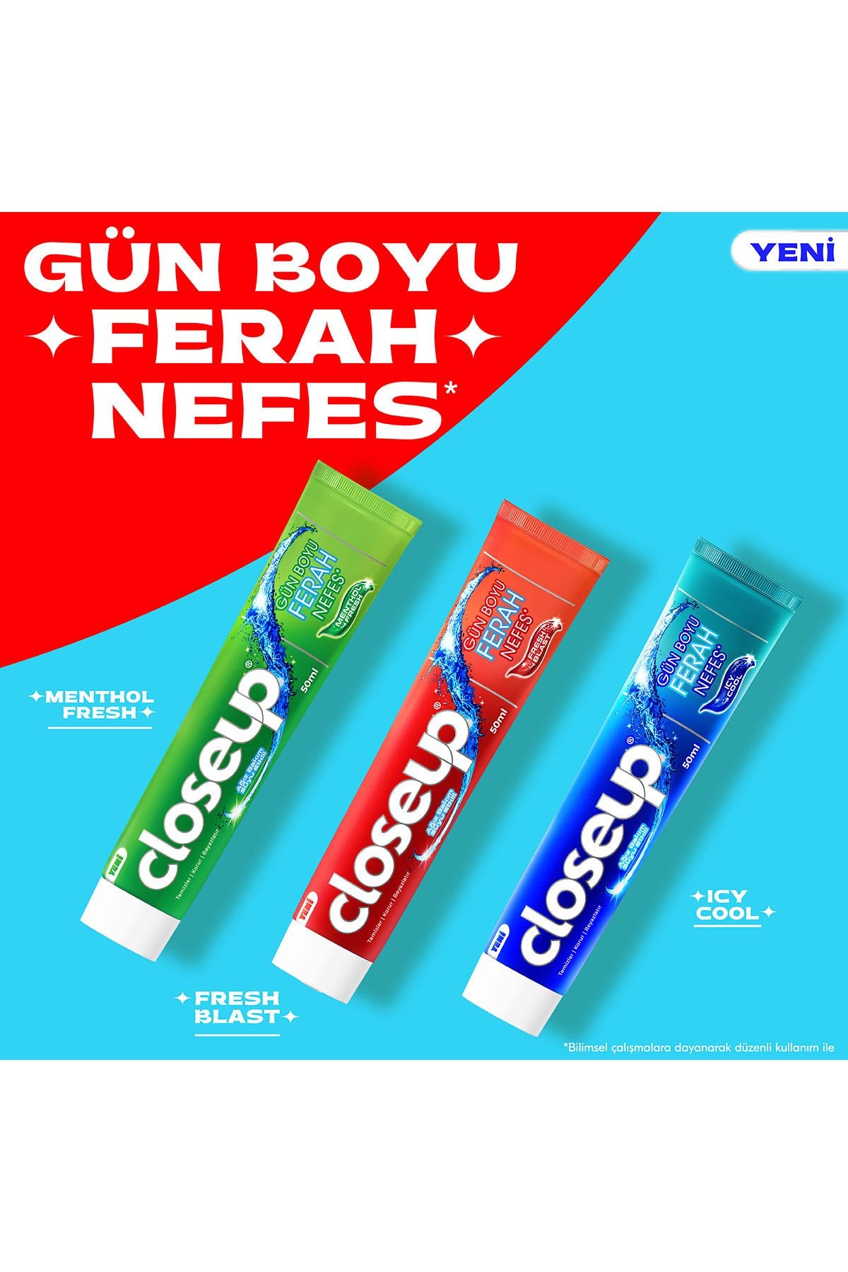 Diş Macunu Fresh Blast Ağız Bakım Suyu Etkili 50 ml X4 Adet