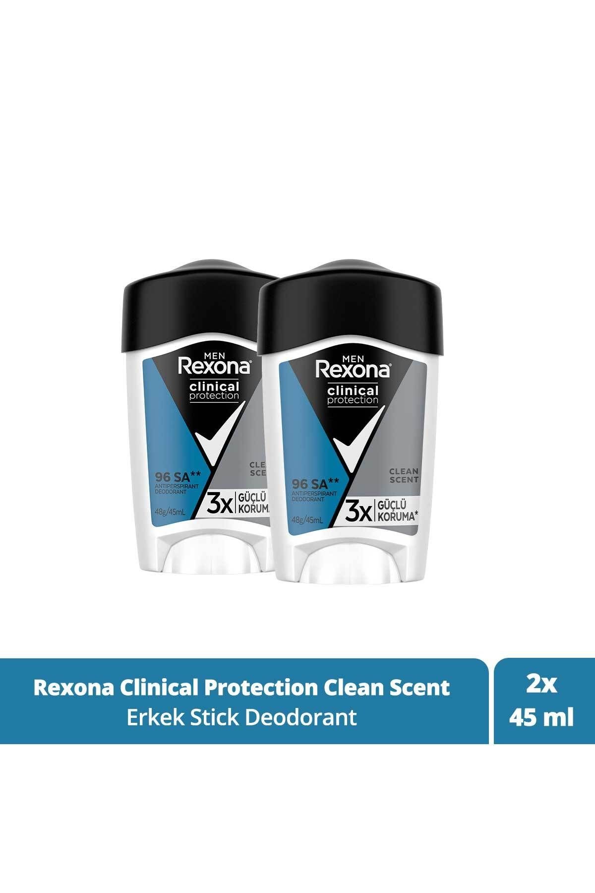 Men Clinical Protection Erkek Stick Deodorant Clean Scent 3x Güçlü Koruma 45 ml X2
