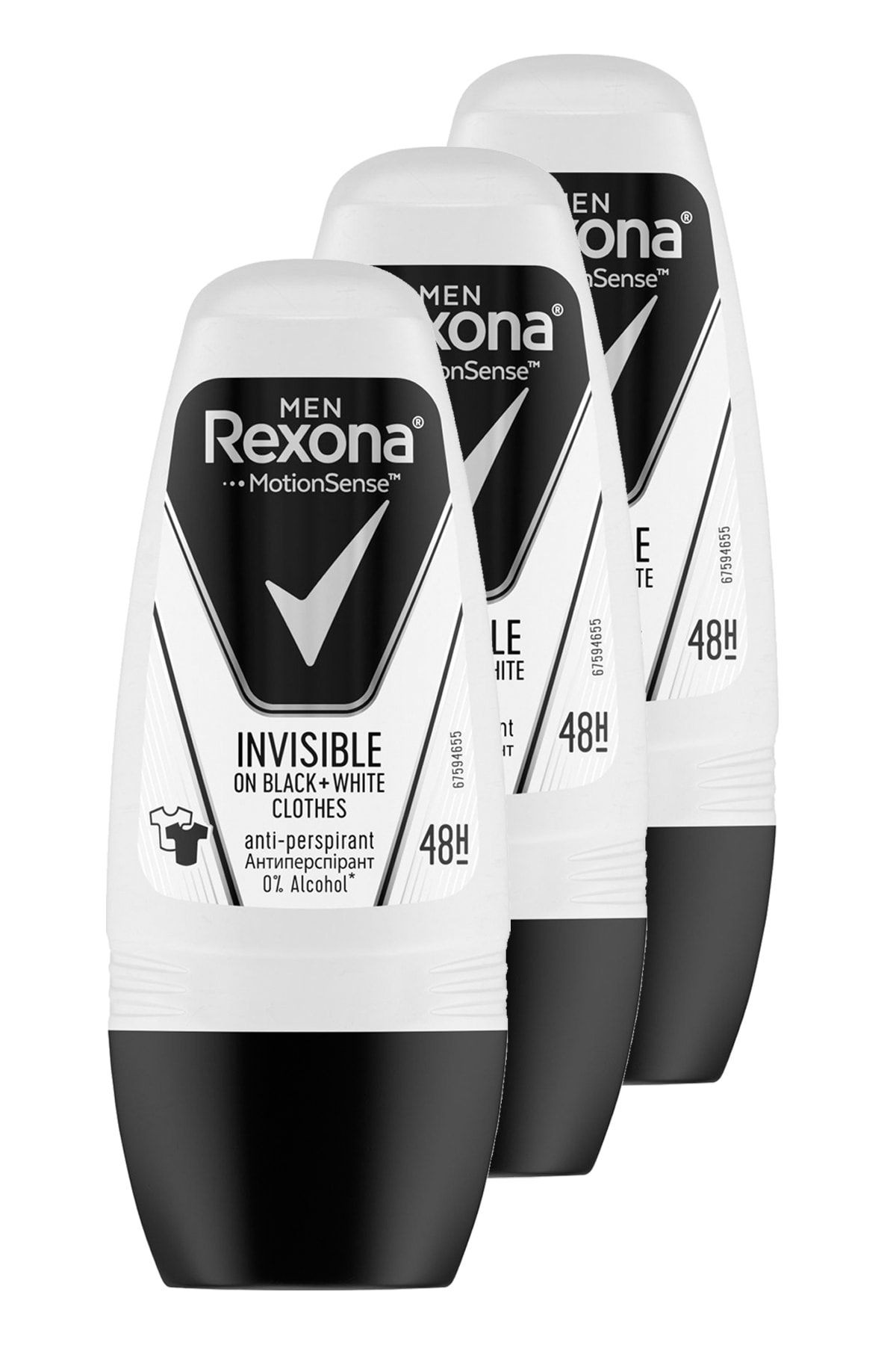 Men Invisible Black White Erkek Roll-on 50 Ml. Üçlü Paket