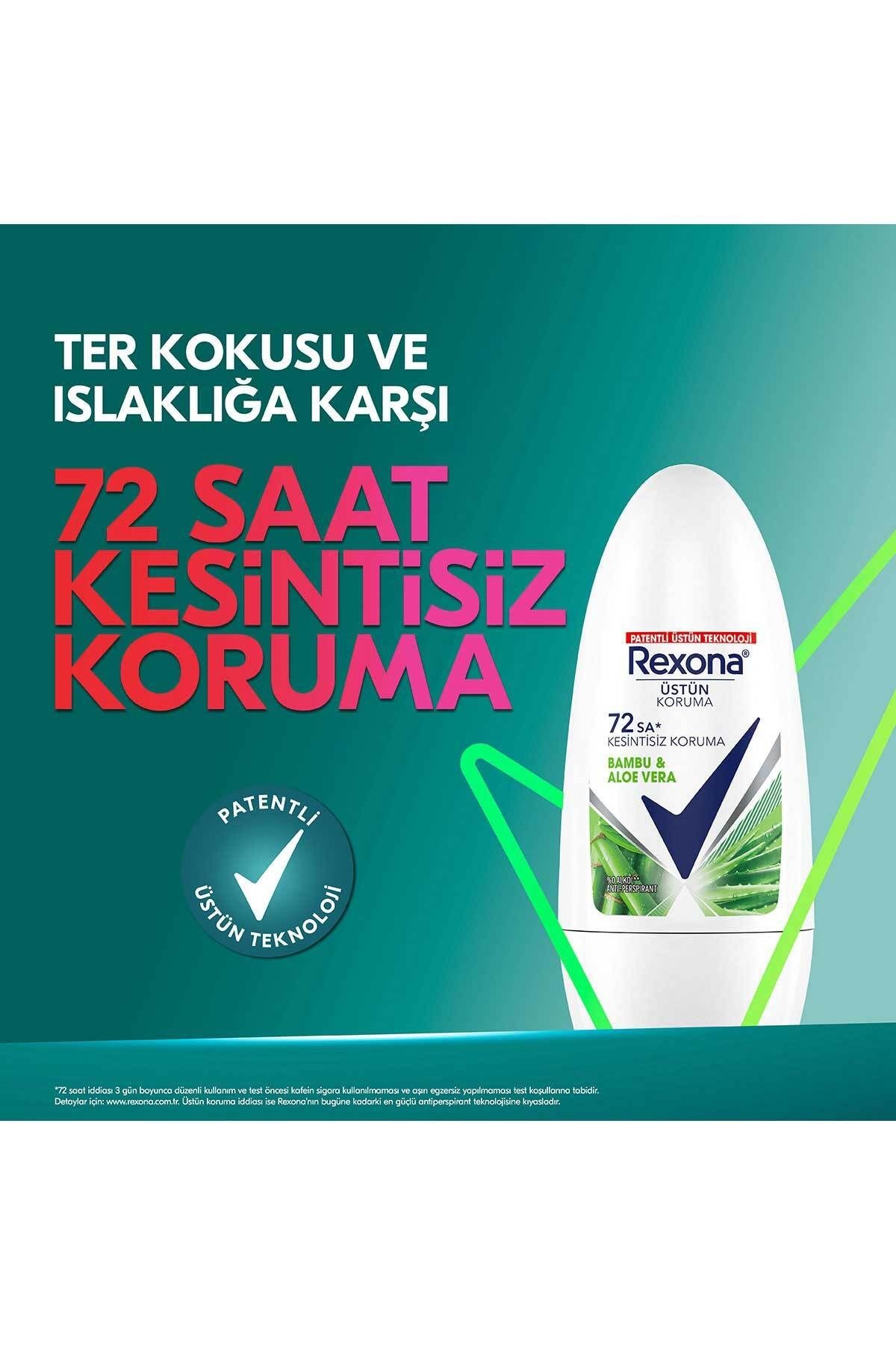 Üstün Koruma Kadın Roll On Deodorant Bambu & Aloe Vera 72 Saat Kesintisiz Koruma 50 ml X2