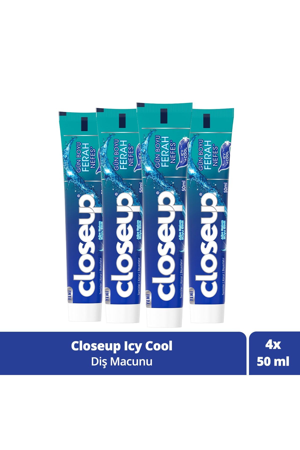 Diş Macunu Icy Cool Ağız Bakım Suyu Etkili 50 ml X4 Adet