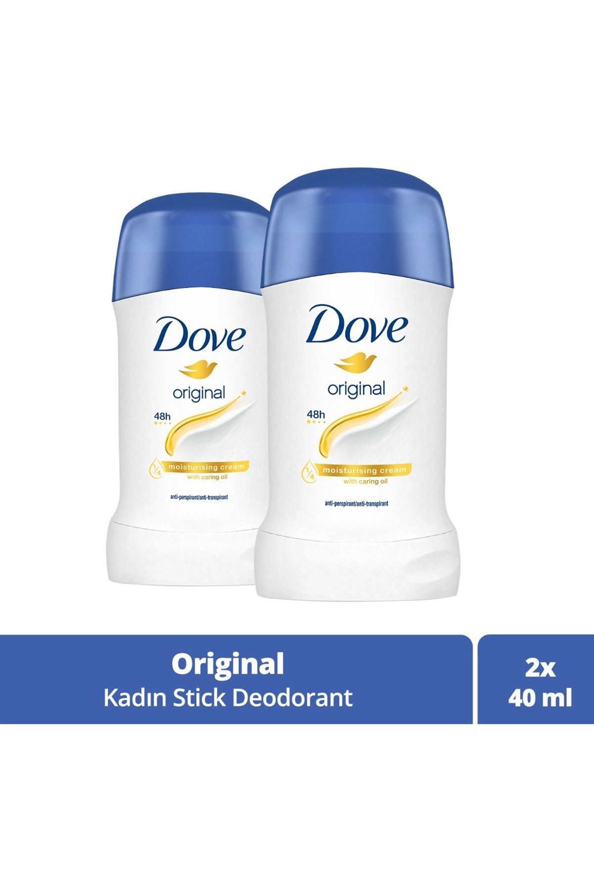 Kadın Stick Deodorant Original 1/4 Nemlendirici Krem Etkili 40ml X2 Adet