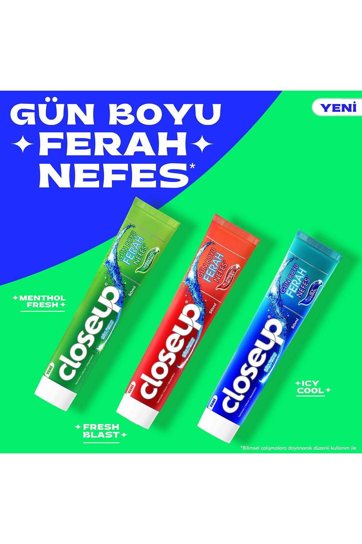 Diş Macunu Icy Cool Ağız Bakım Suyu Etkili 50 ml X4 Adet