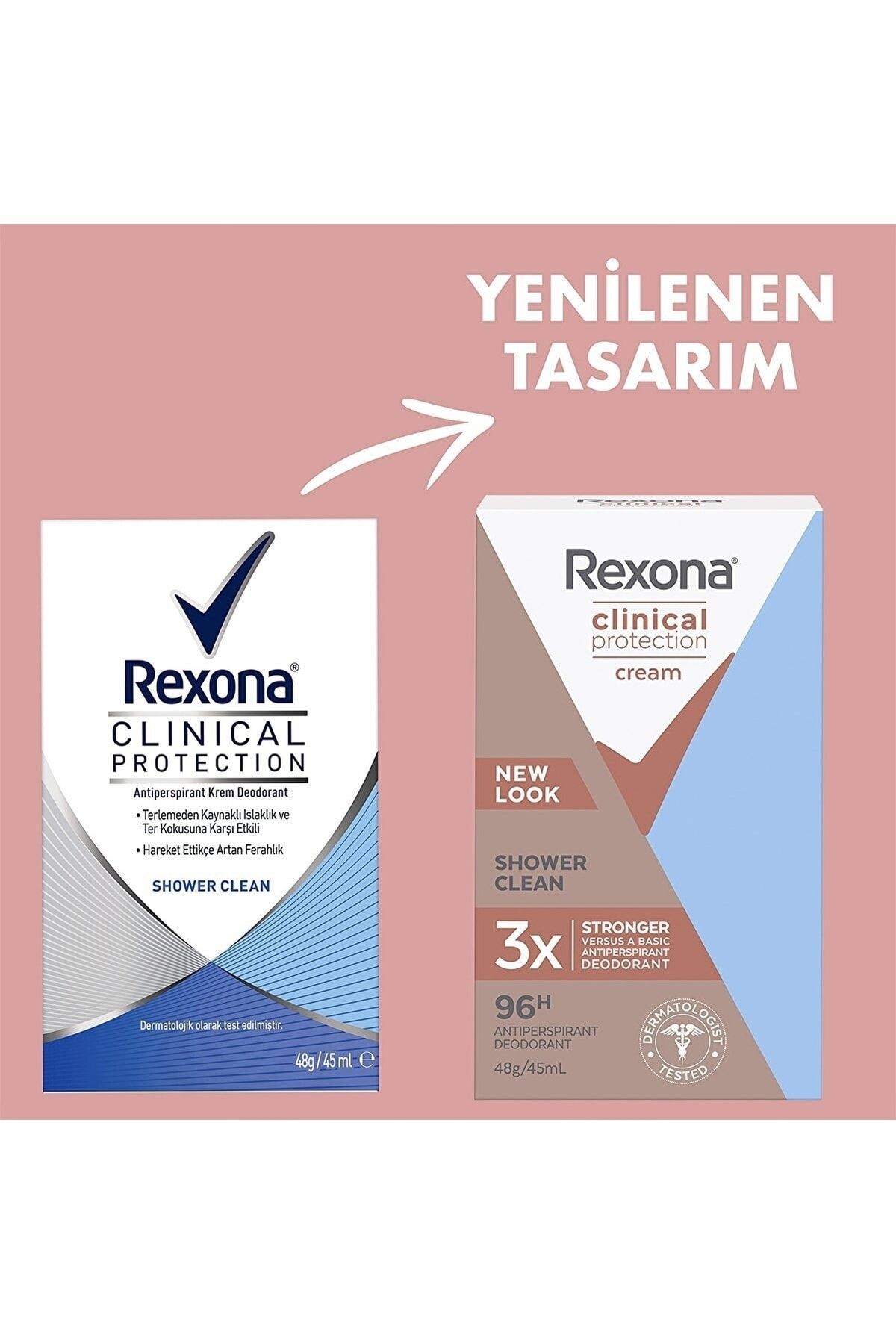 Yeni 3x Clinical Protection Kadın Stick Deodorant Shower Clean 45 ml