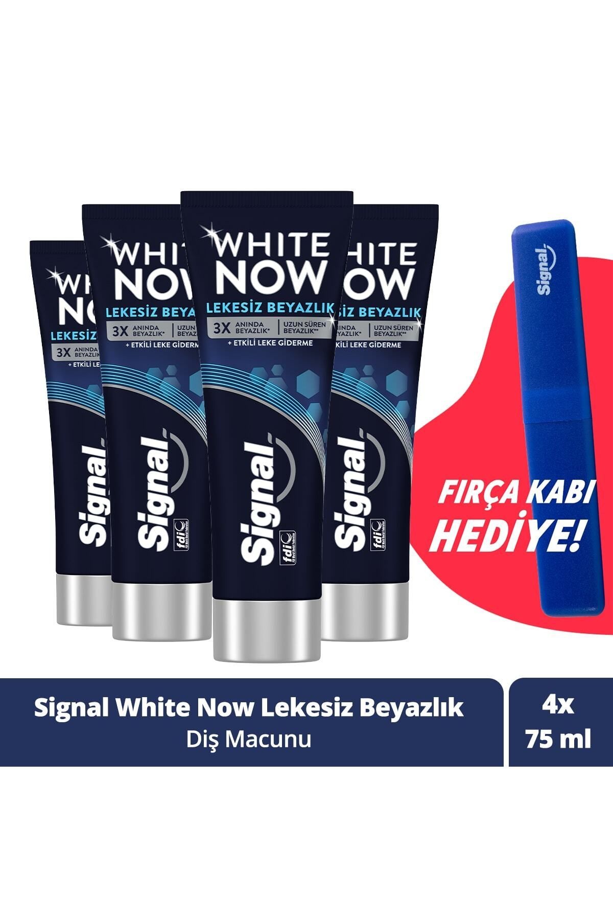 White Now Leke Karşıtı Kahve Ve Sigara Içenler Için Diş Macunu 75ml X4 + Fırça Kabı
