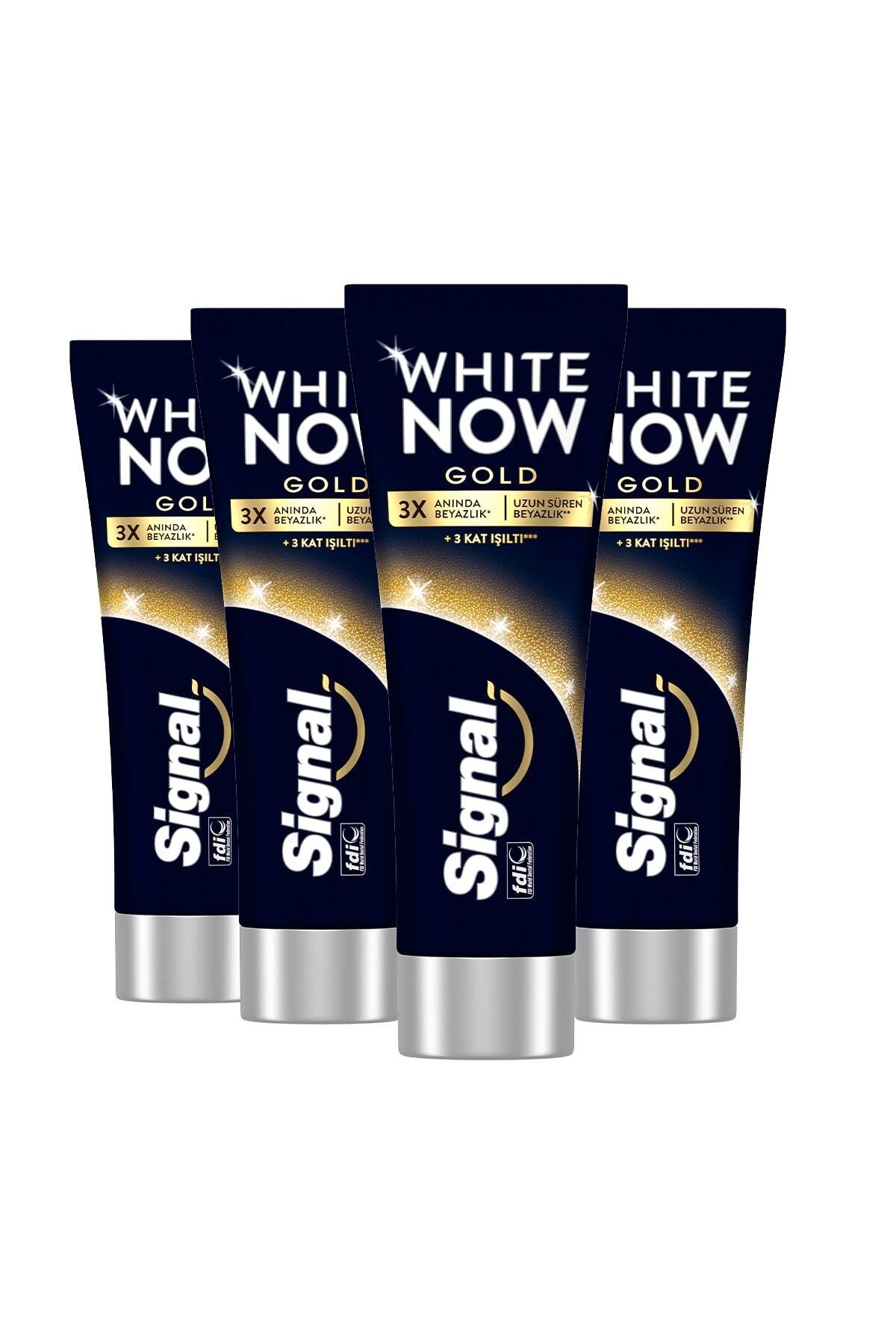 White Now Gold Beyazlatıcı Işıltı Diş Macunu 75ml X4 Fırça Kabı