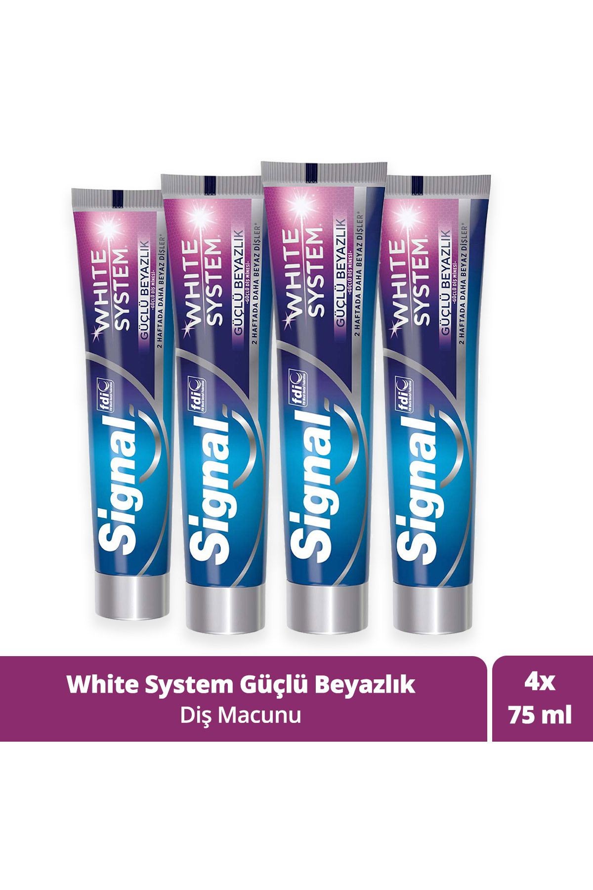 White System Diş Macunu Güçlü Beyazlık Güçlü Diş Minesi 75 Mlx4