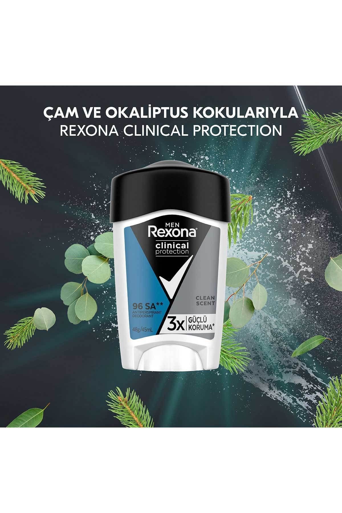 Men Clinical Protection Erkek Stick Deodorant Clean Scent 3x Güçlü Koruma 45 ml X2