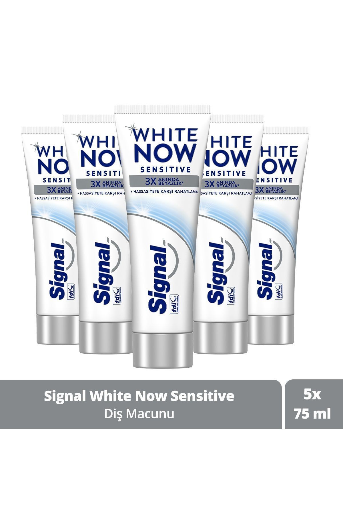 White Now Diş Macunu Sensitive Hassasiyete Karşı Rahatlama 75 ml X5