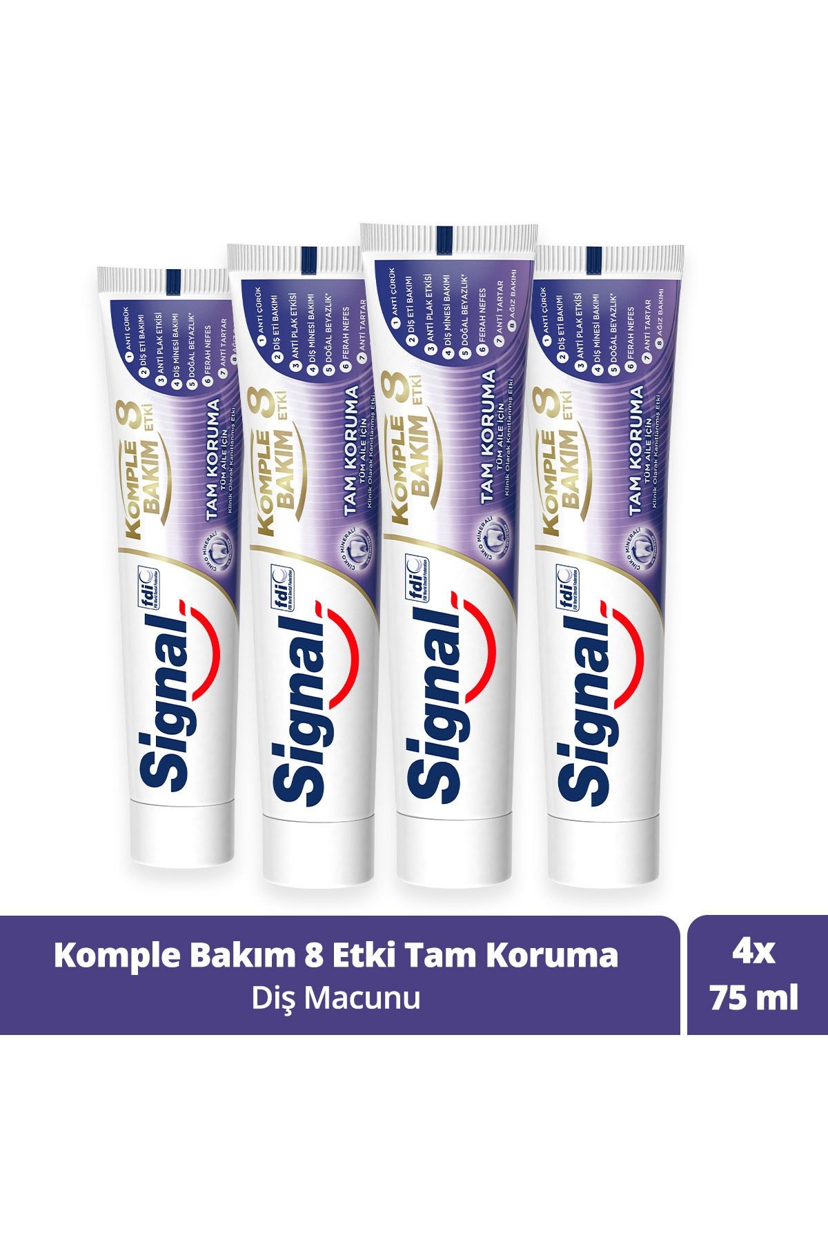 Komple Bakım 8 Etki Diş Macunu Tam Koruma Çürük Karşıtı Ve Diş Beyazlatıcı 75 Mlx4
