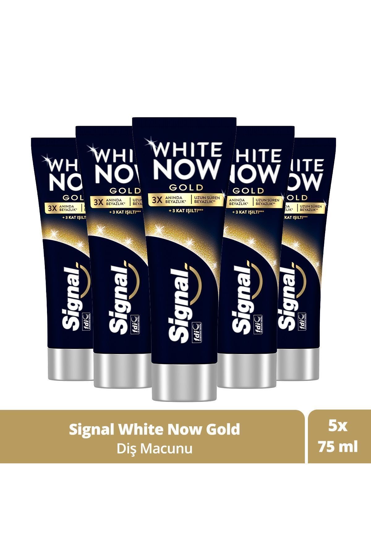 Diş Macunu White Now Gold Anında 3 Kat Beyazlık 75 ml X5